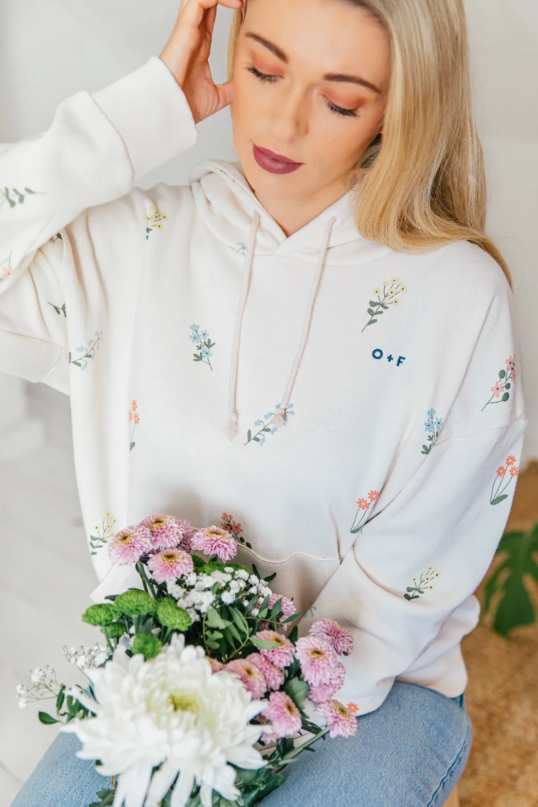 Urban Bold Cozy Streetwear O&F Floral Print Oversized Hoodie