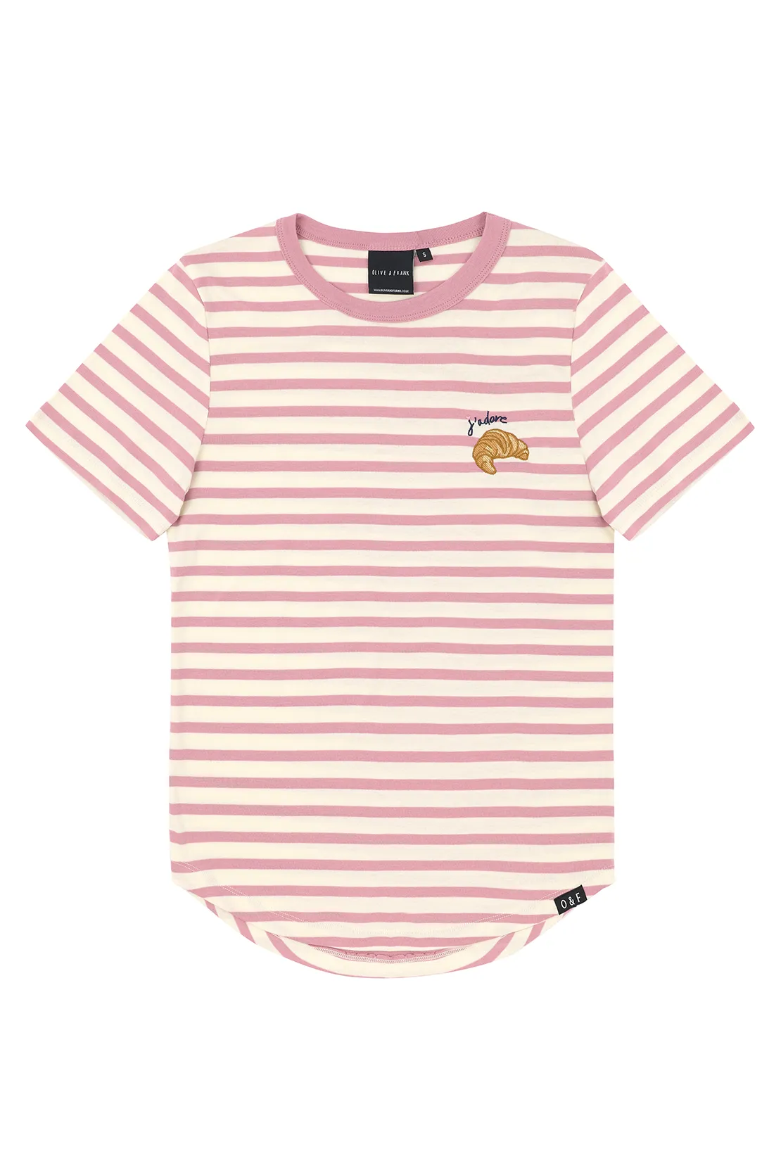 O&F J'adore Croissant Short Sleeve Breton Tee Comfy Look PreShrunkCotton