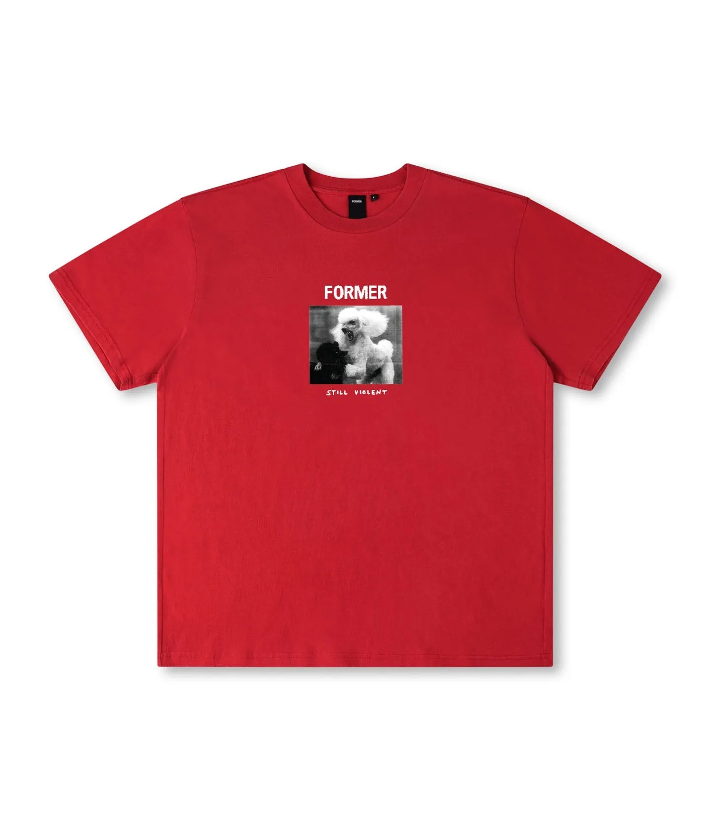 Relaxed Fit WAR POODLE T-SHIRT // WASHED RED