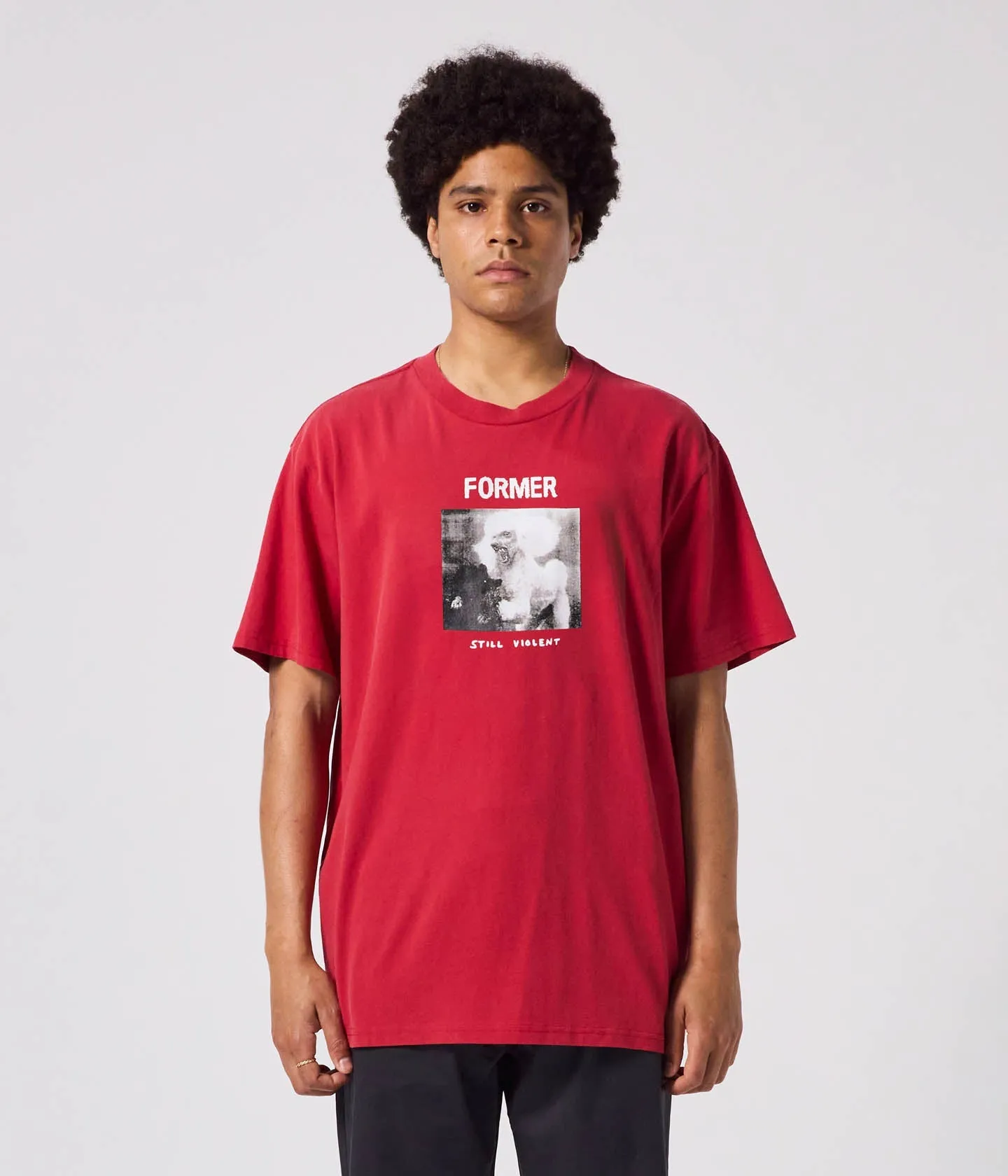 WAR POODLE T-SHIRT // WASHED RED Comfort Wearable