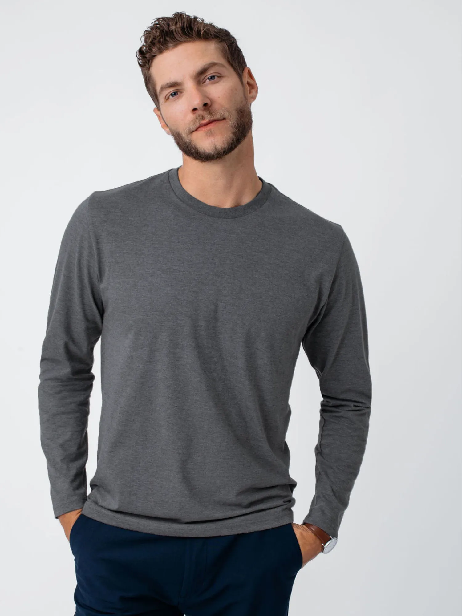 Simple yet stylish Carbon Grey Long Sleeve Crew