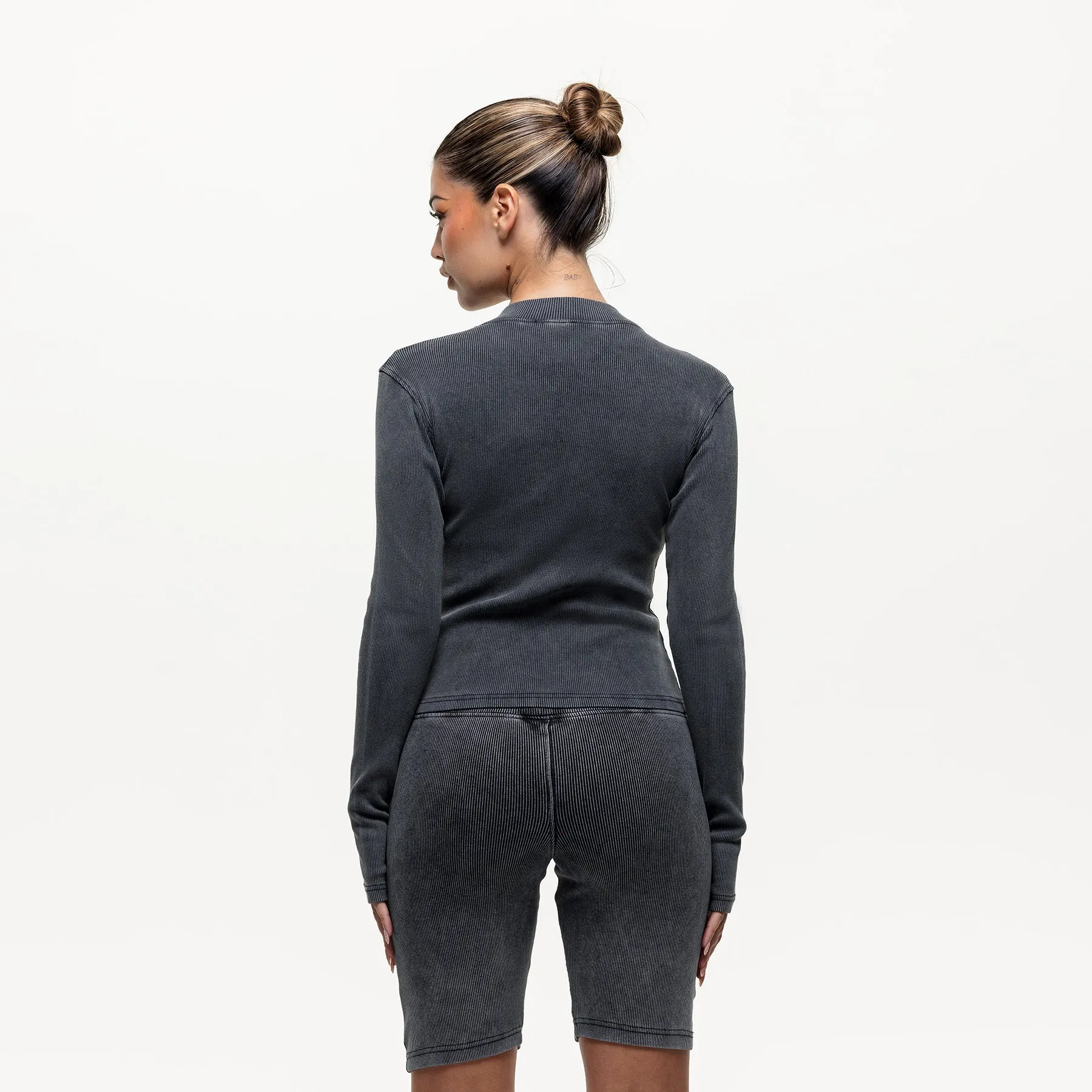 Contour Acid Wash Ribbed Zip Top Versatile Piece
