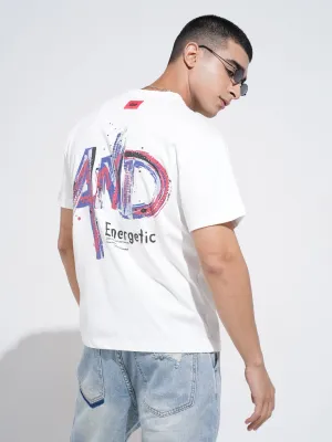 Functional Wearable Men's Typography White Short Sleeves Round Neck Relaxed Fit T-Shirt