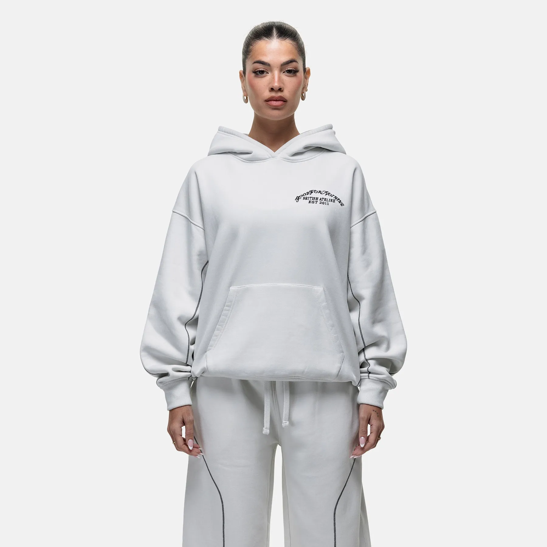 right for hot weather Vintage Look Overlock Vintage White Hoodie