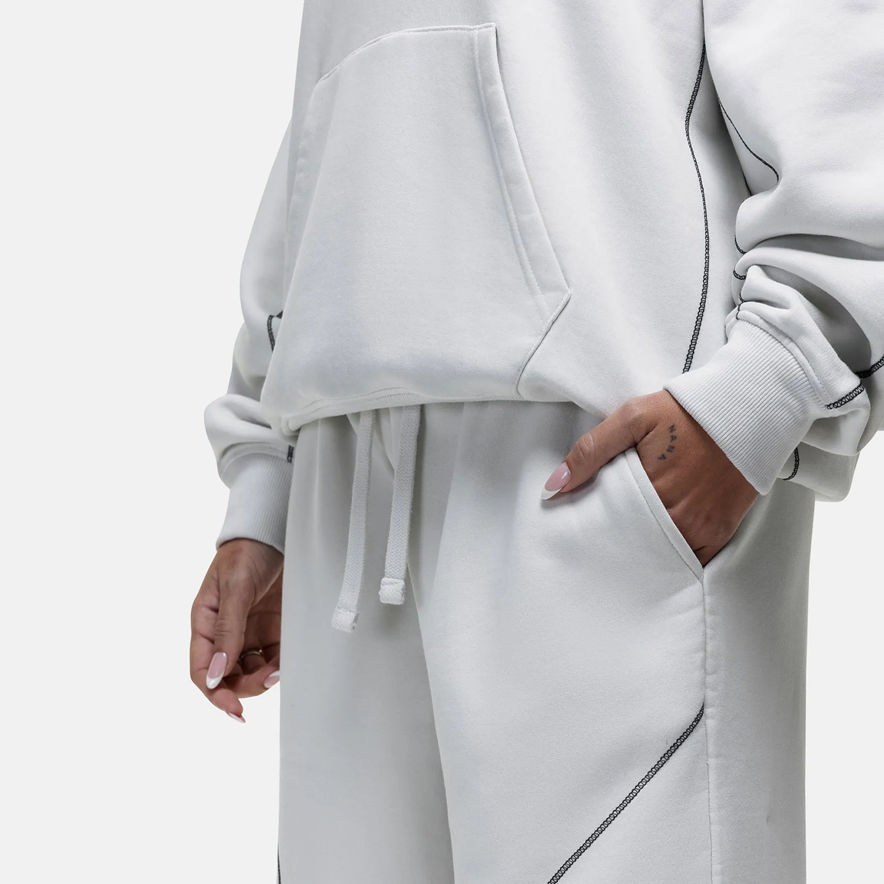 Overlock Vintage White Hoodie Fall Long Sleeve