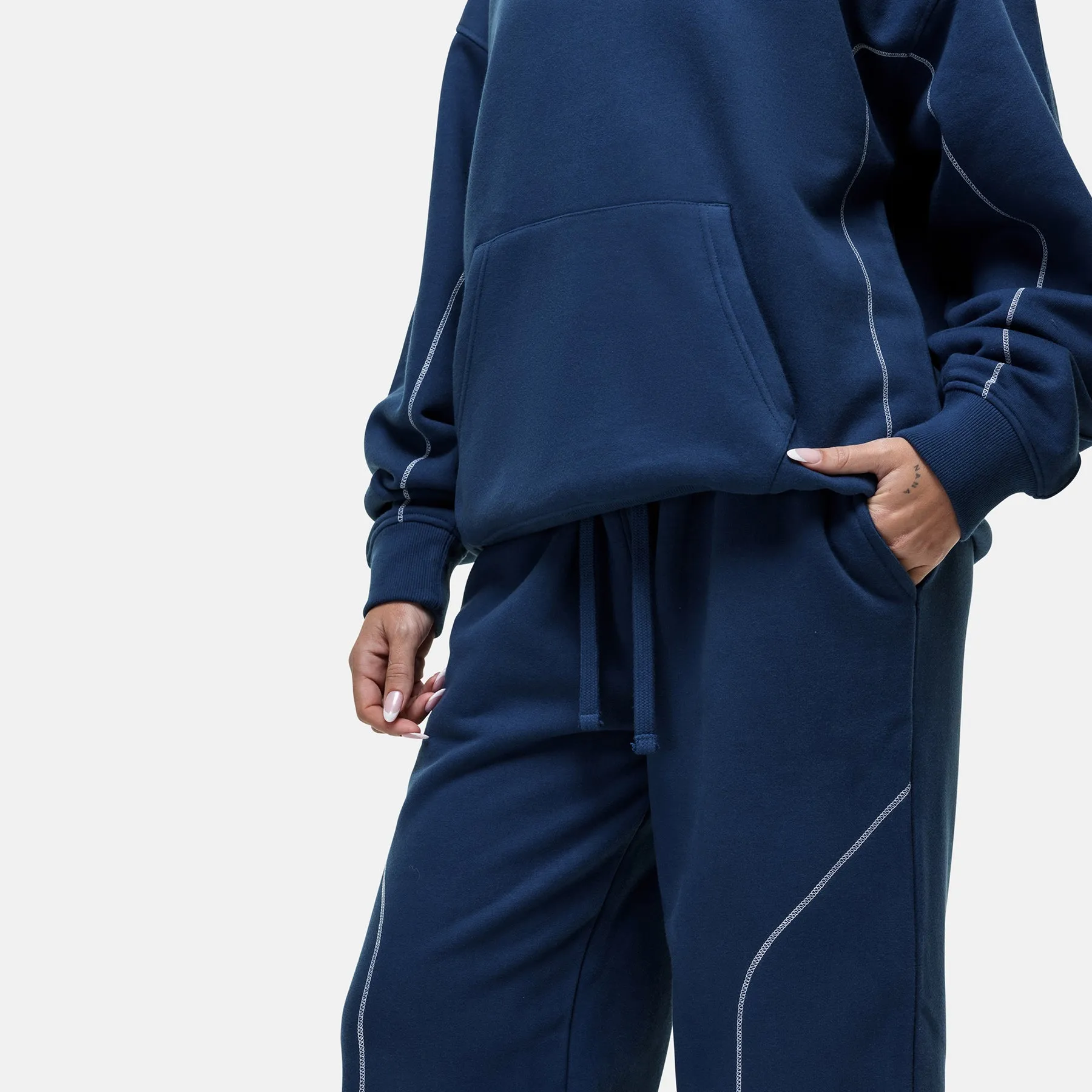 Overlock Washed Blue Sweatpant Comfort Wear Fit
