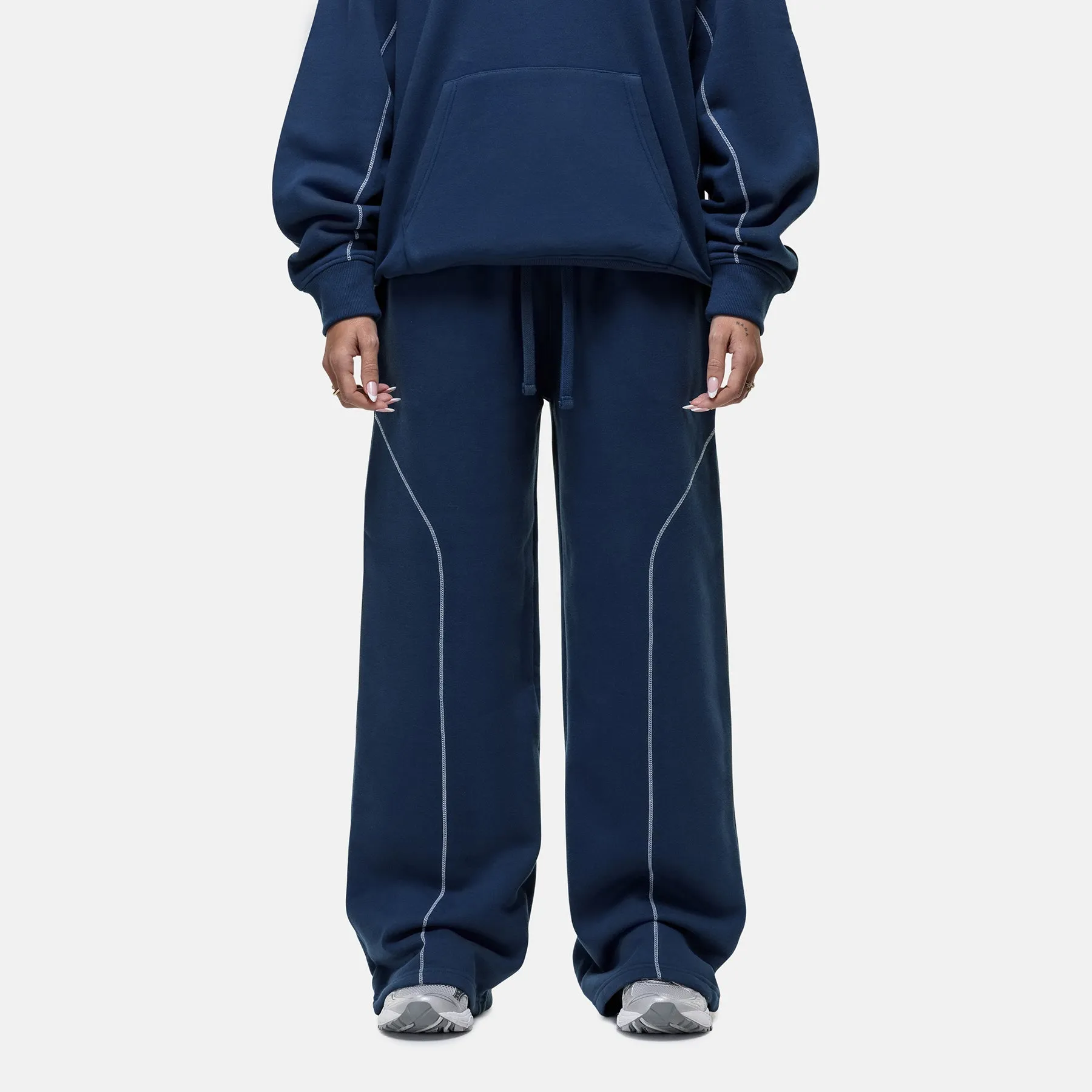 Cold Weather Wear Overlock Washed Blue Sweatpant