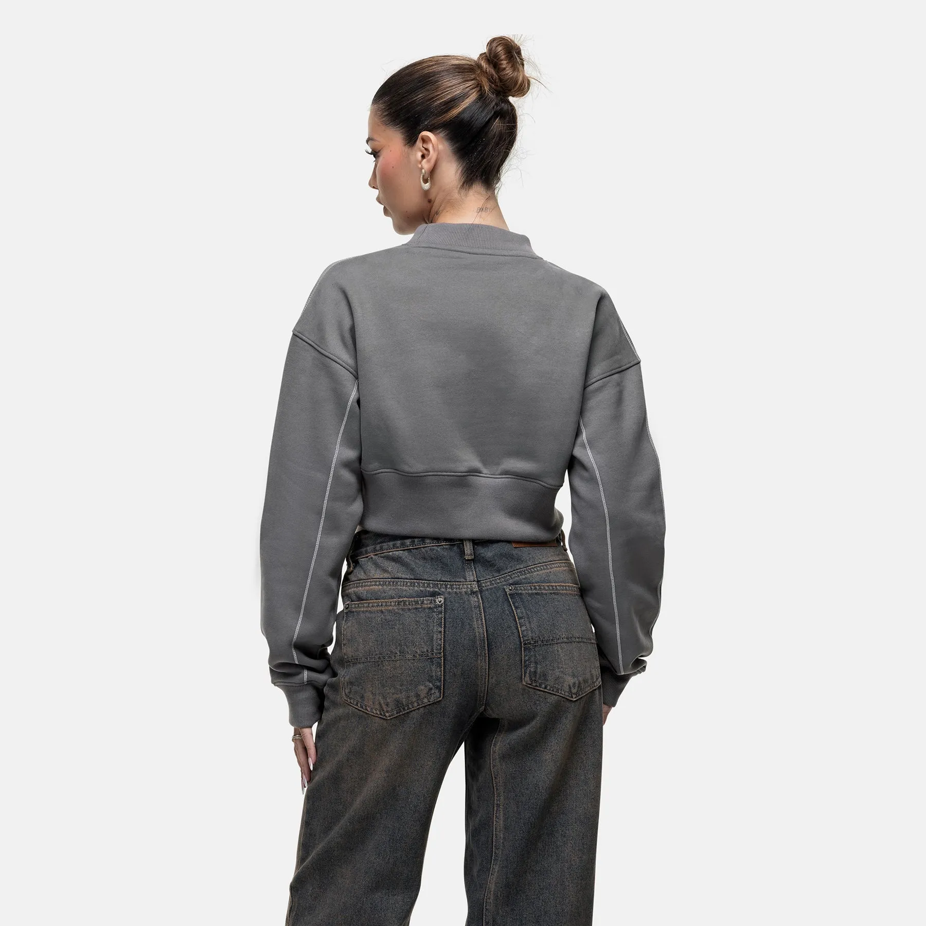 Cozy And Stylish Overlock Washed Gunmetal Hoodie