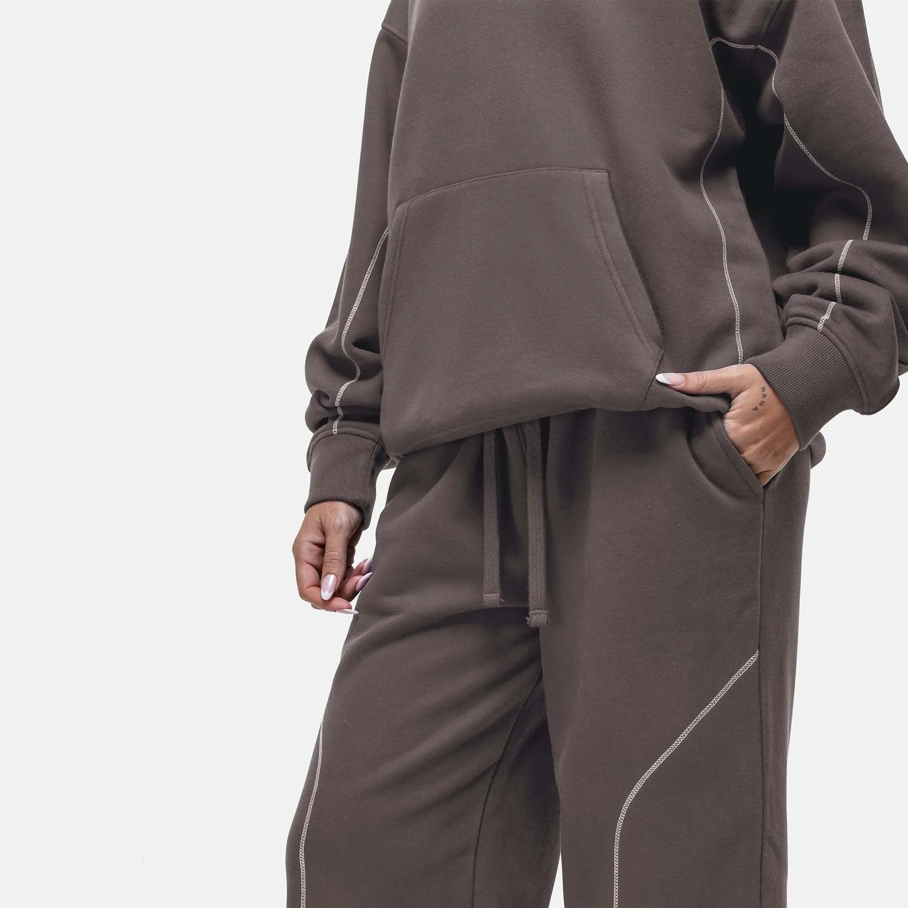 Overlock Washed Taupe Sweatpant Form Fit Comfort Comfortable Design