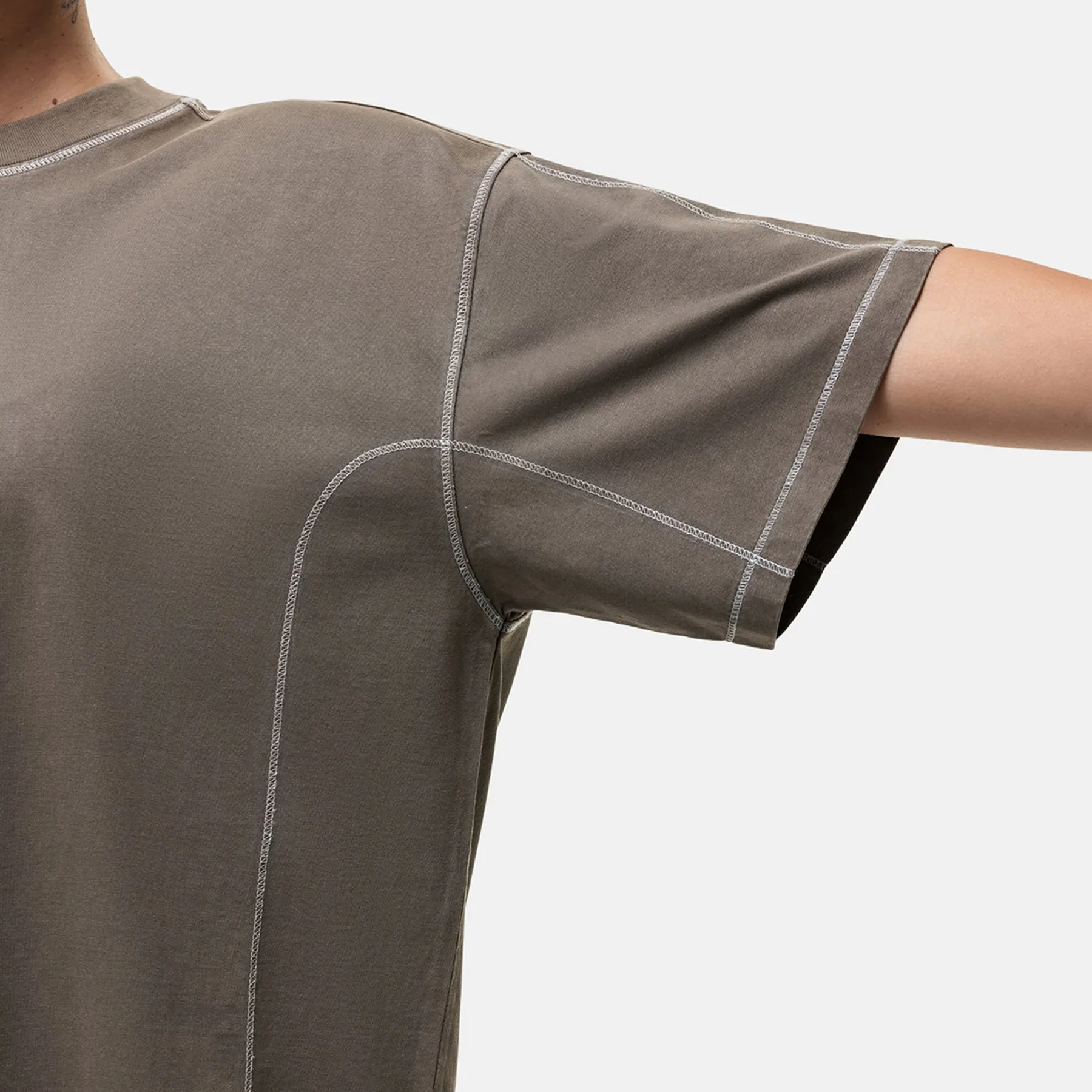 Fit Comfort Lightweight Style Overlock Washed Taupe T-shirt