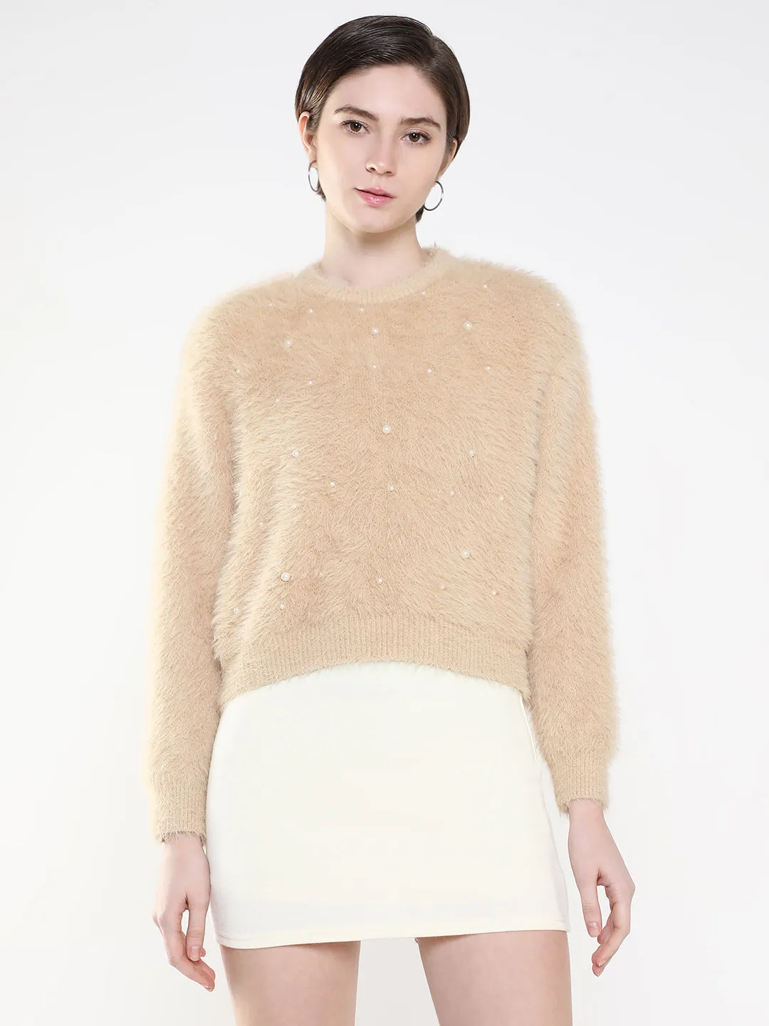 Fall Favorites Women's Solid Beige Cardigan