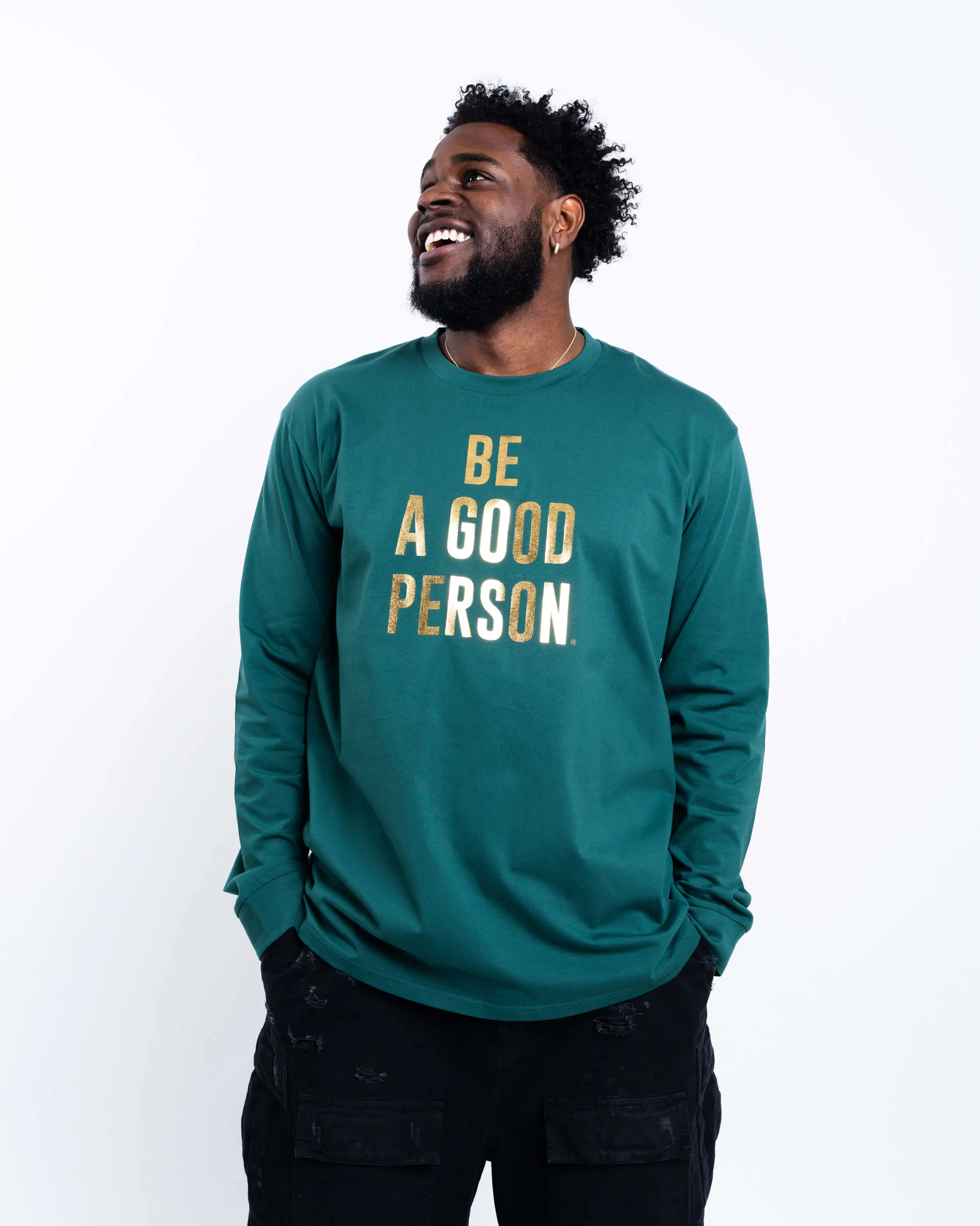 Foil Long Sleeve - Green/Gold Classic Layer Wear Perfect Comfort Wear
