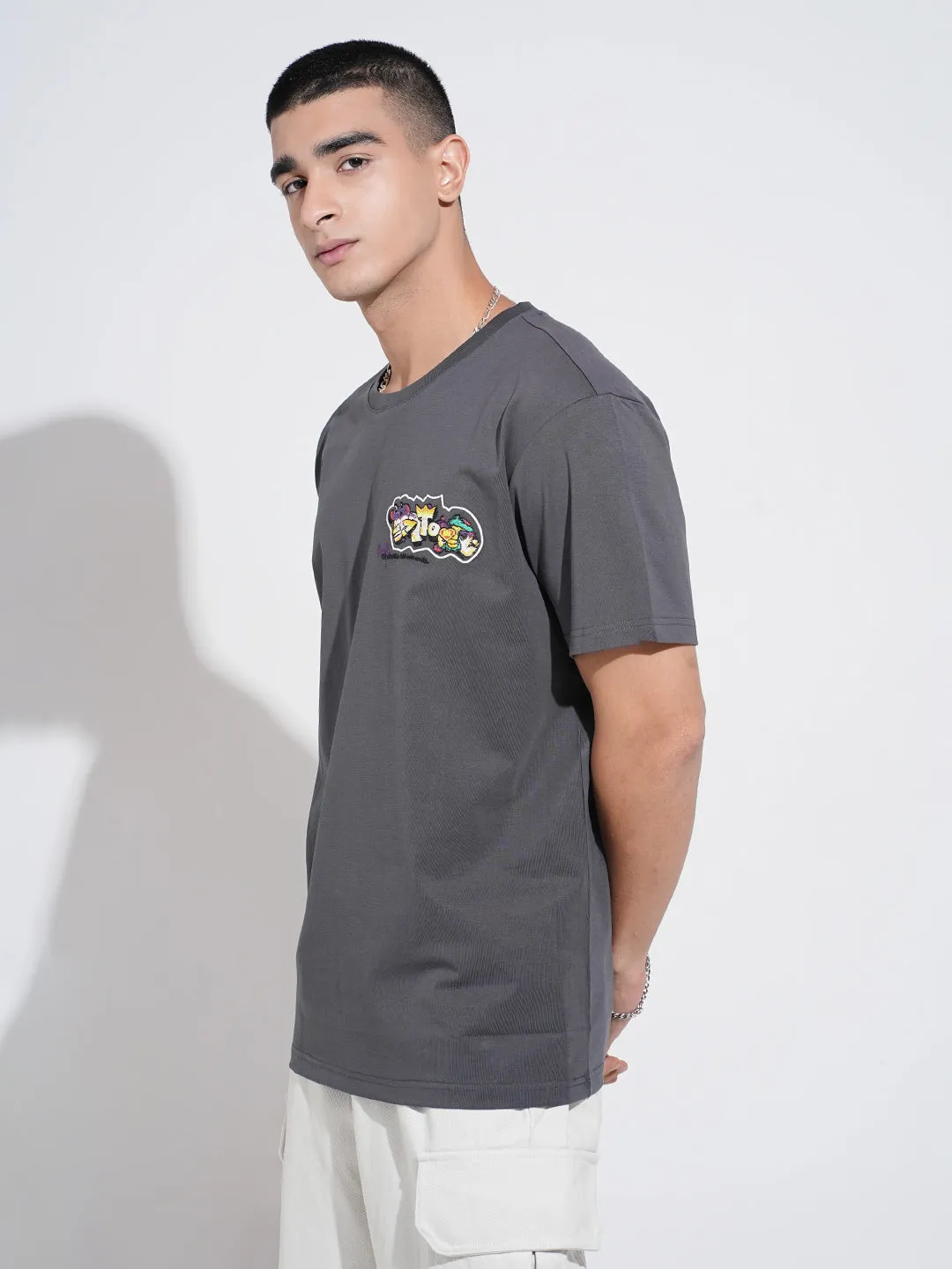 Beach Outfit Men's Graphic Print Grey Short Sleeves Round Neck Relaxed Fit T-Shirt