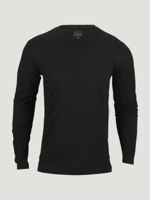 Stretch Fit Black Long Sleeve Crew Neck