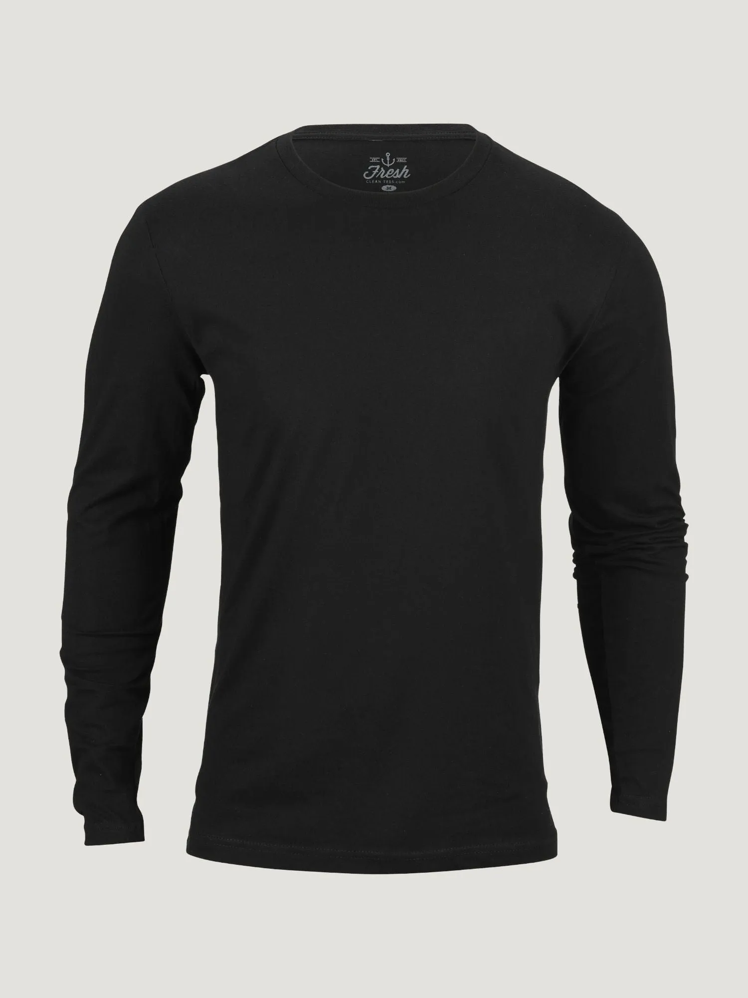 Stretch Fit Black Long Sleeve Crew Neck