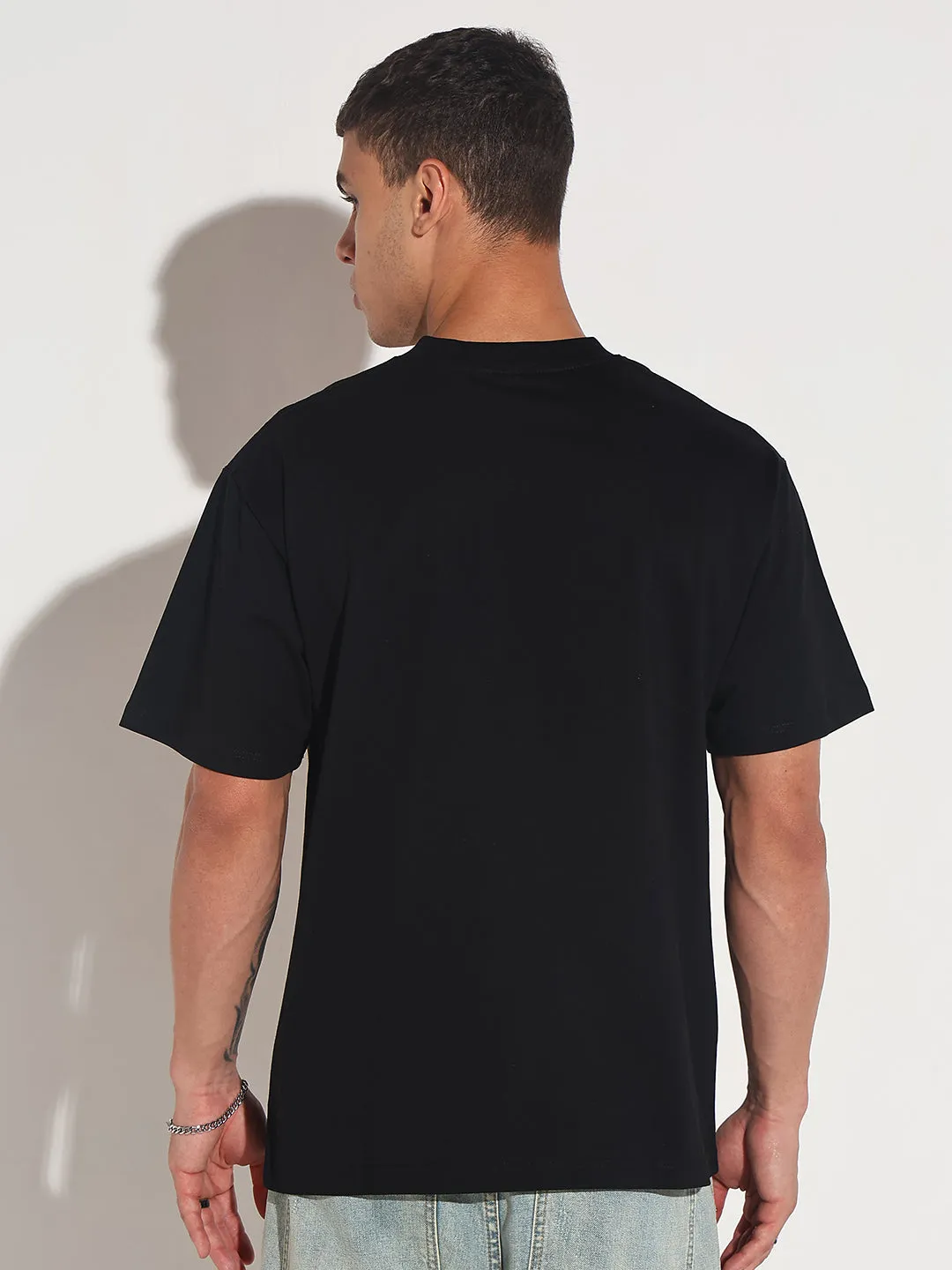 Relaxing Day Men's Typography Black Graphic Printed  Round Neck T-Shirt