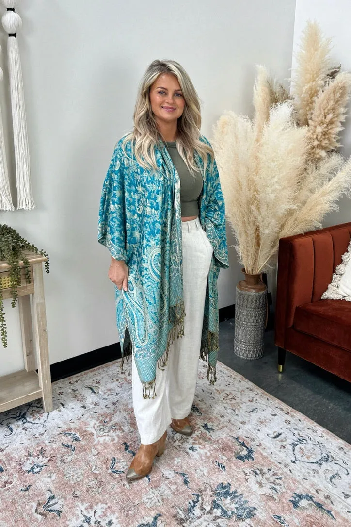 Functional Drape Natural Fiber Blend Pondicherry Woven Kimono