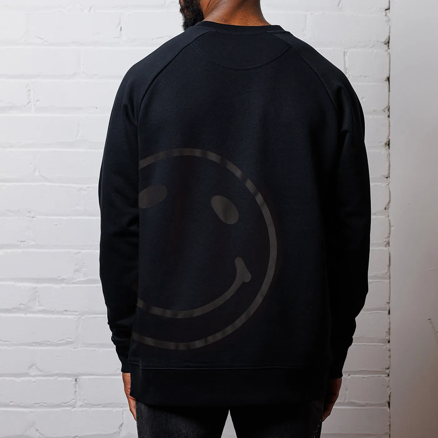 Light Warmth product twill durability Black On Black Side Smiley - Sweatshirt - Black