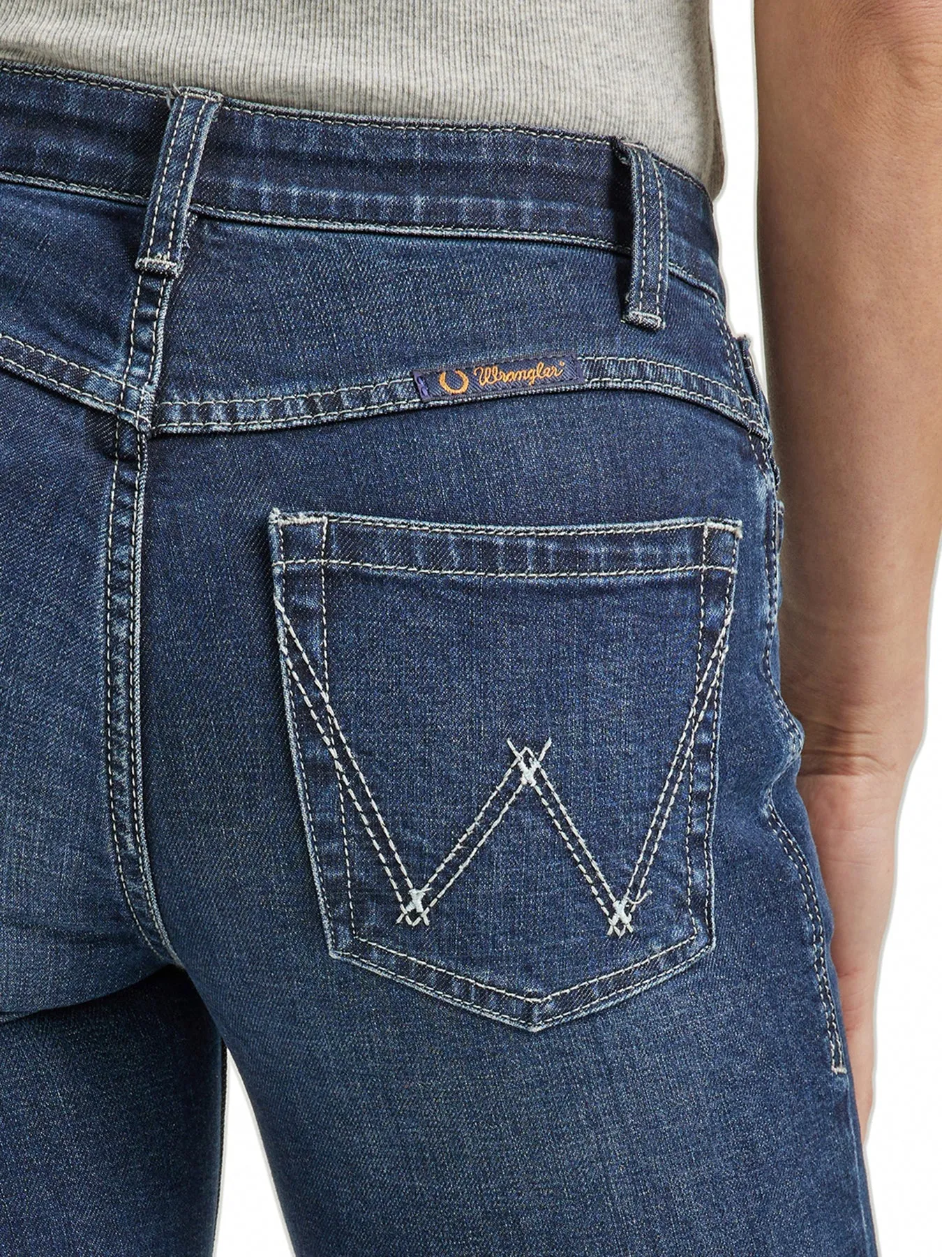 Couple Look Smooth Motion Ease Wrangler Women's Willow Ultimate Riding Trouser Jean in Ellery