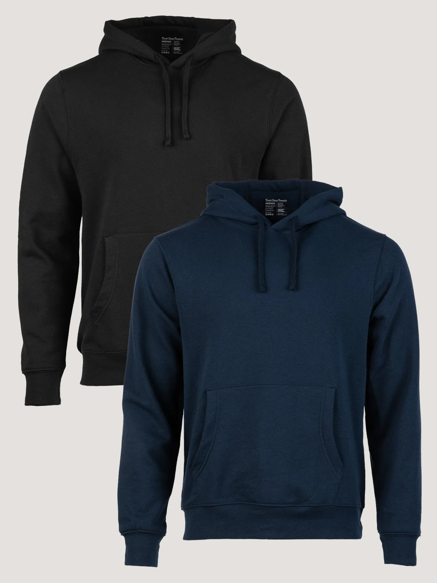 All-Season Comfort Pullover Hoodie Black   Dark Navy 2-Pack