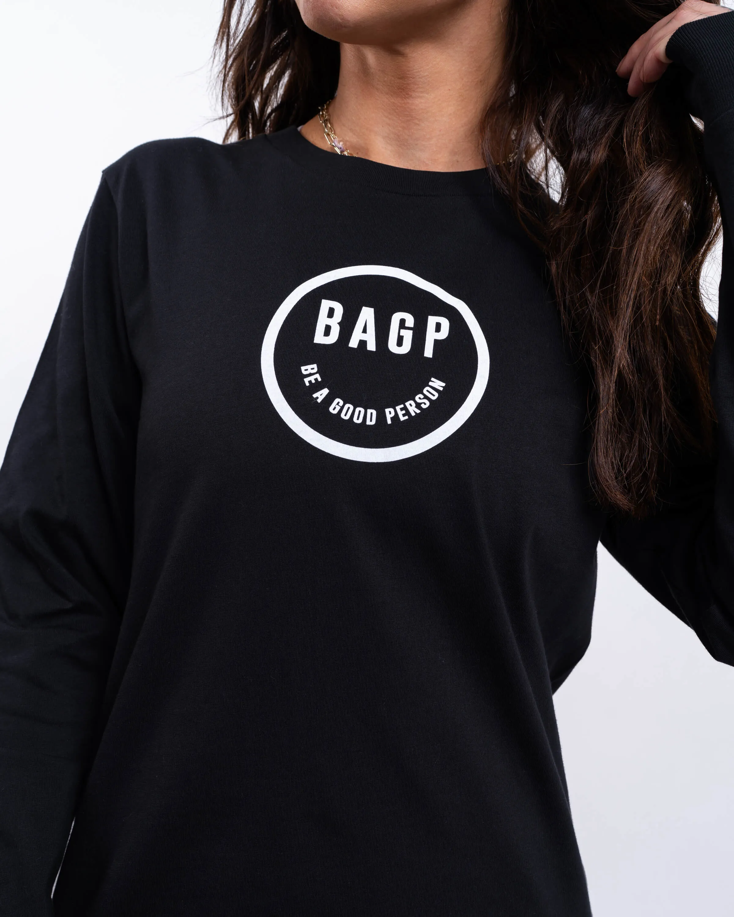 Floral Pattern Smiley Long Sleeve - Black