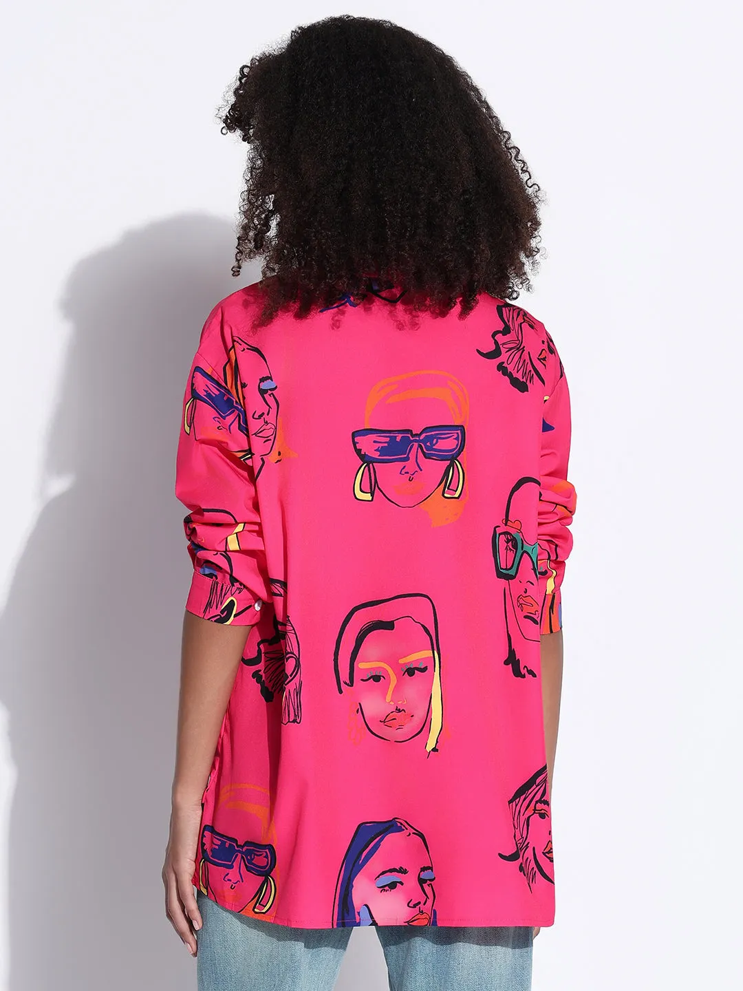 Women's Graphic Pink Oversized Shirt Weekend Ready Soft Wearable