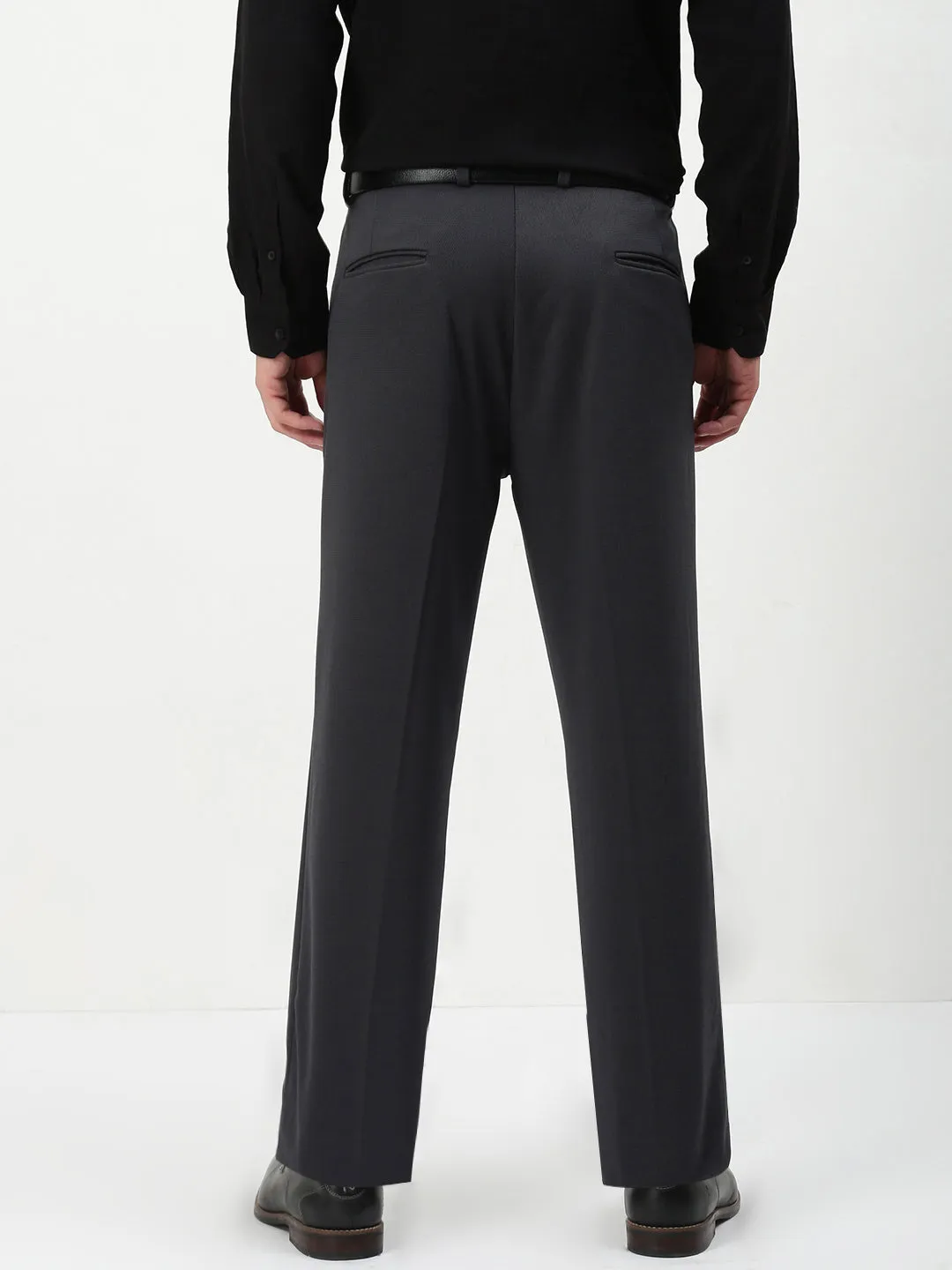 Men's Grey Solid Formal Trousers Layering Piece