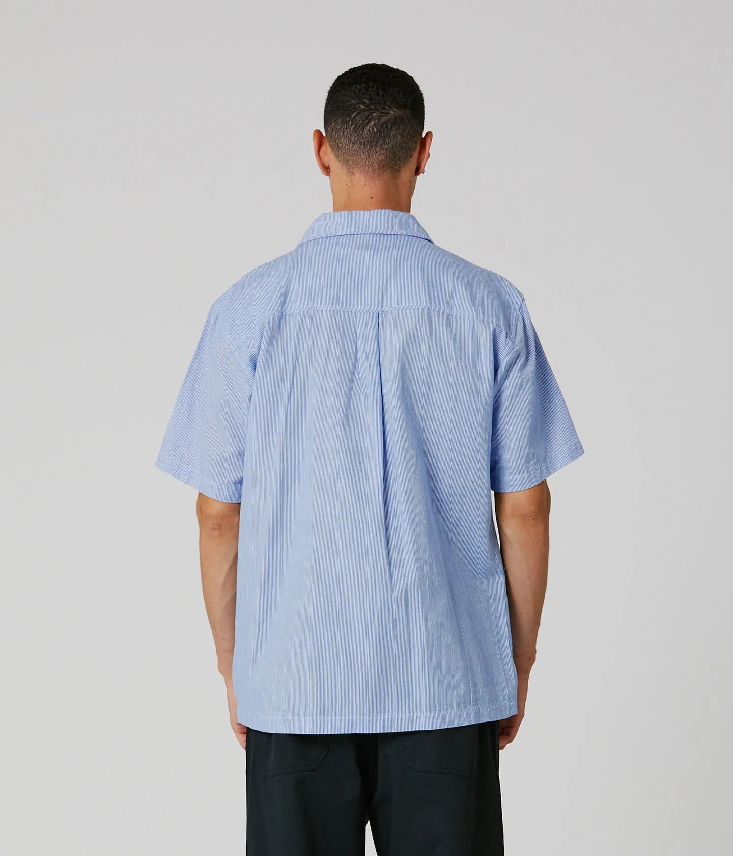 BROADCAST STRIPED SS SHIRT // BLUE WHITE ethical Chic Look