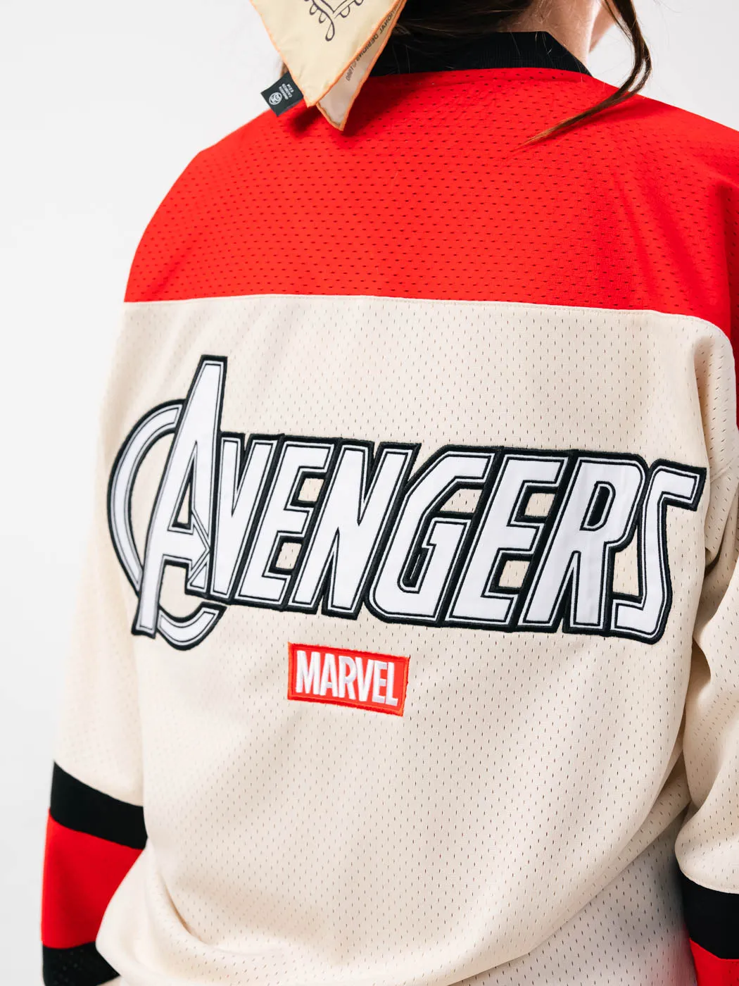 Rolling Storage Pocket Adaptable Fit Marvel By Shoe Palace The Avengers Hockey Mens Jersey (White/Red)