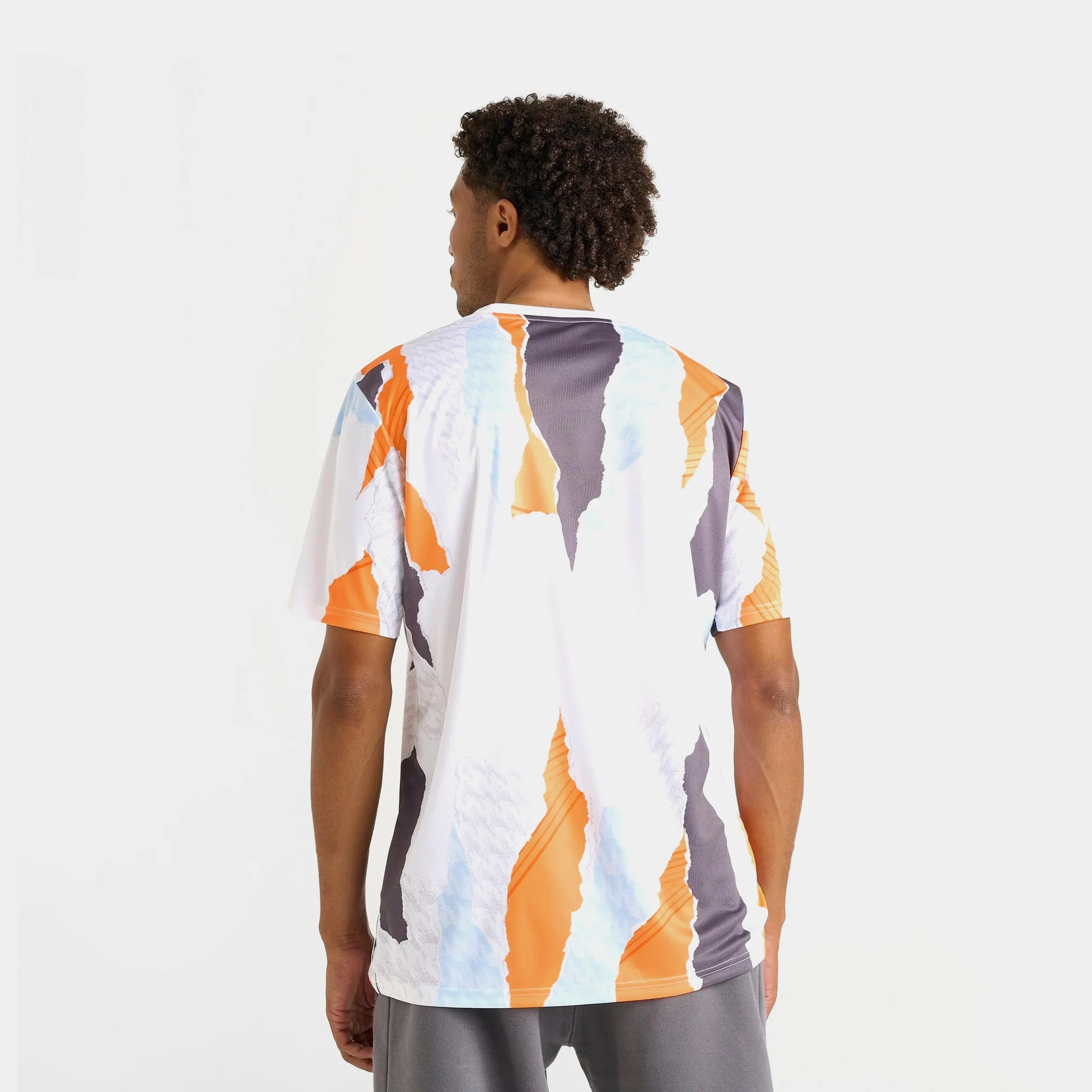 Real Madrid CF Elite Pre Match Soccer Mens Jersey (White/Orange) Moisture Control System Durable Wear