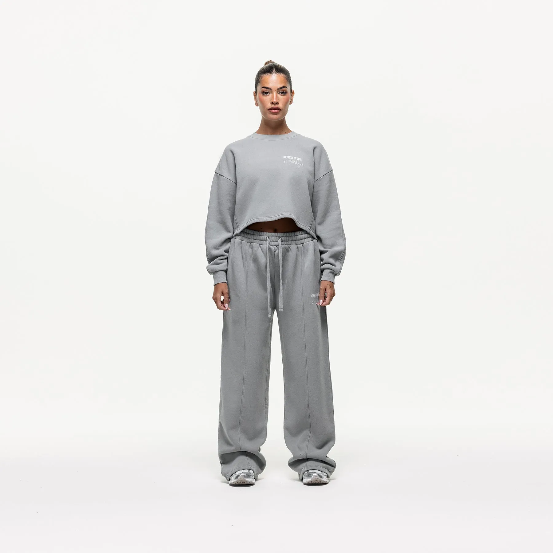 Slouch Grey Crop Sweatshirt Bar Night