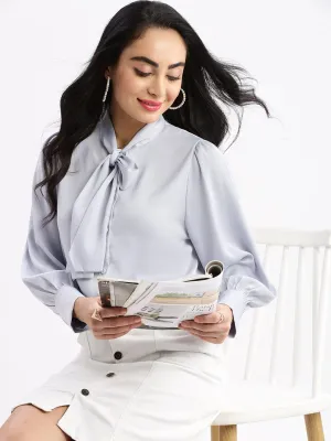 Women's Blue Standard Boxy Opaque Casual Shirt Perfect Comfort Breezy Comfort