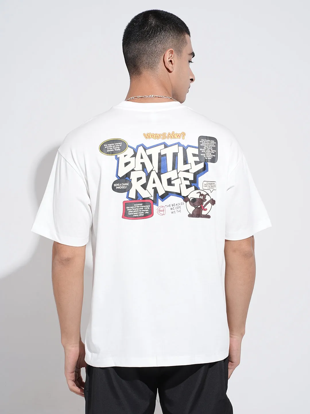 Chic and Cozy Stylish Wear Men's Graphic Print White Short Sleeves Round Neck Relaxed Fit T-Shirt