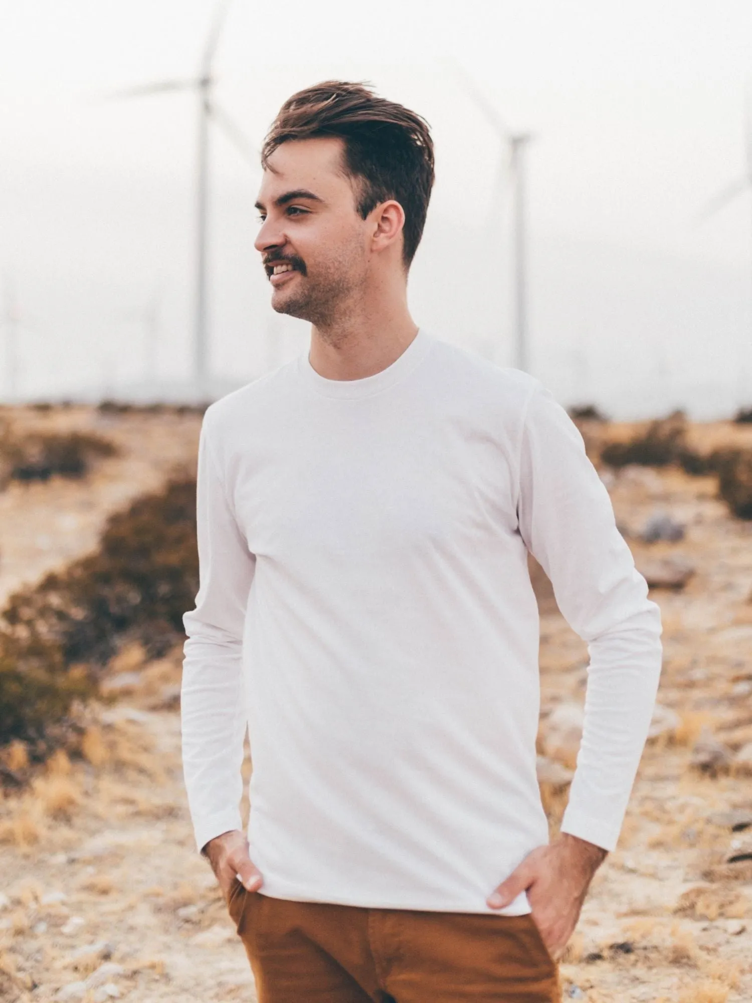 Soft and durable White Long Sleeve Crew Neck