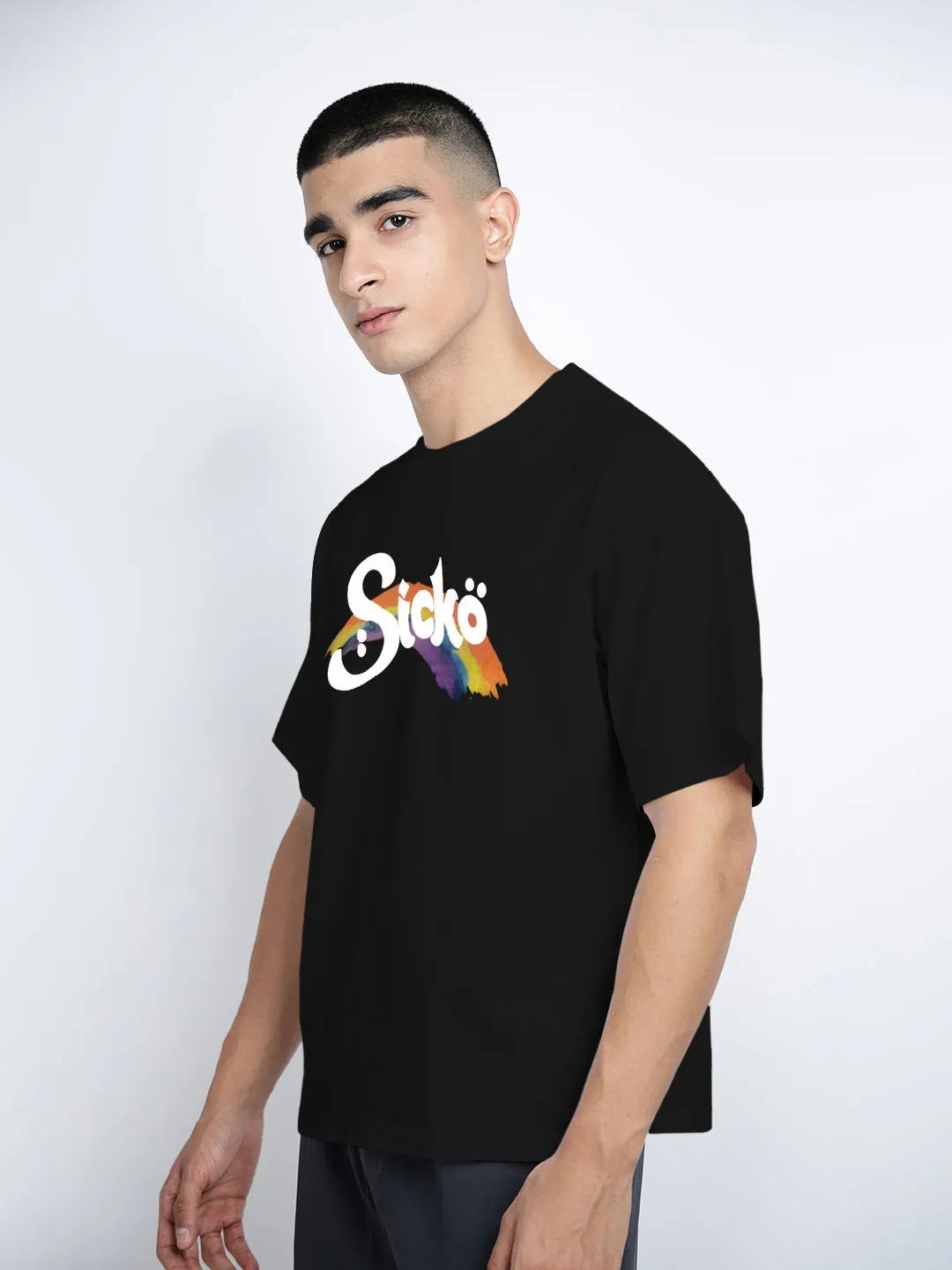 hiking clothes Comfort Apparel Men's Typography Black Short Sleeves Round Neck Oversized T-Shirt