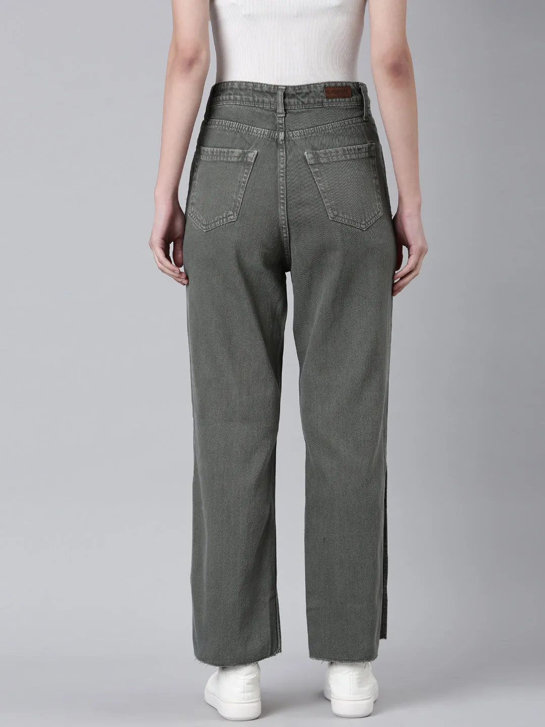 Women's Olive Wide Leg Denim Jeans Fit Anytime Seasonal piece