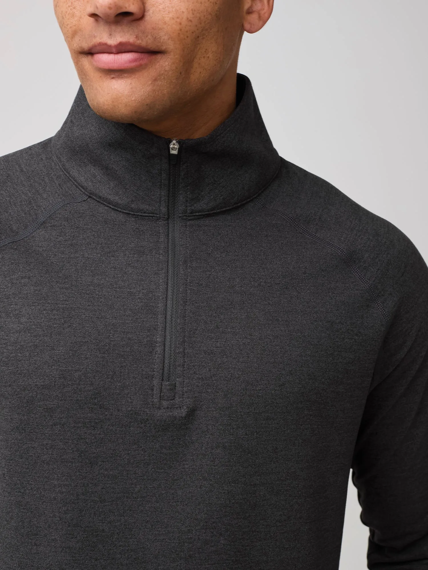 Raw Edge Hem Fashion-Forward Fit Charcoal Tech Quarter Zip