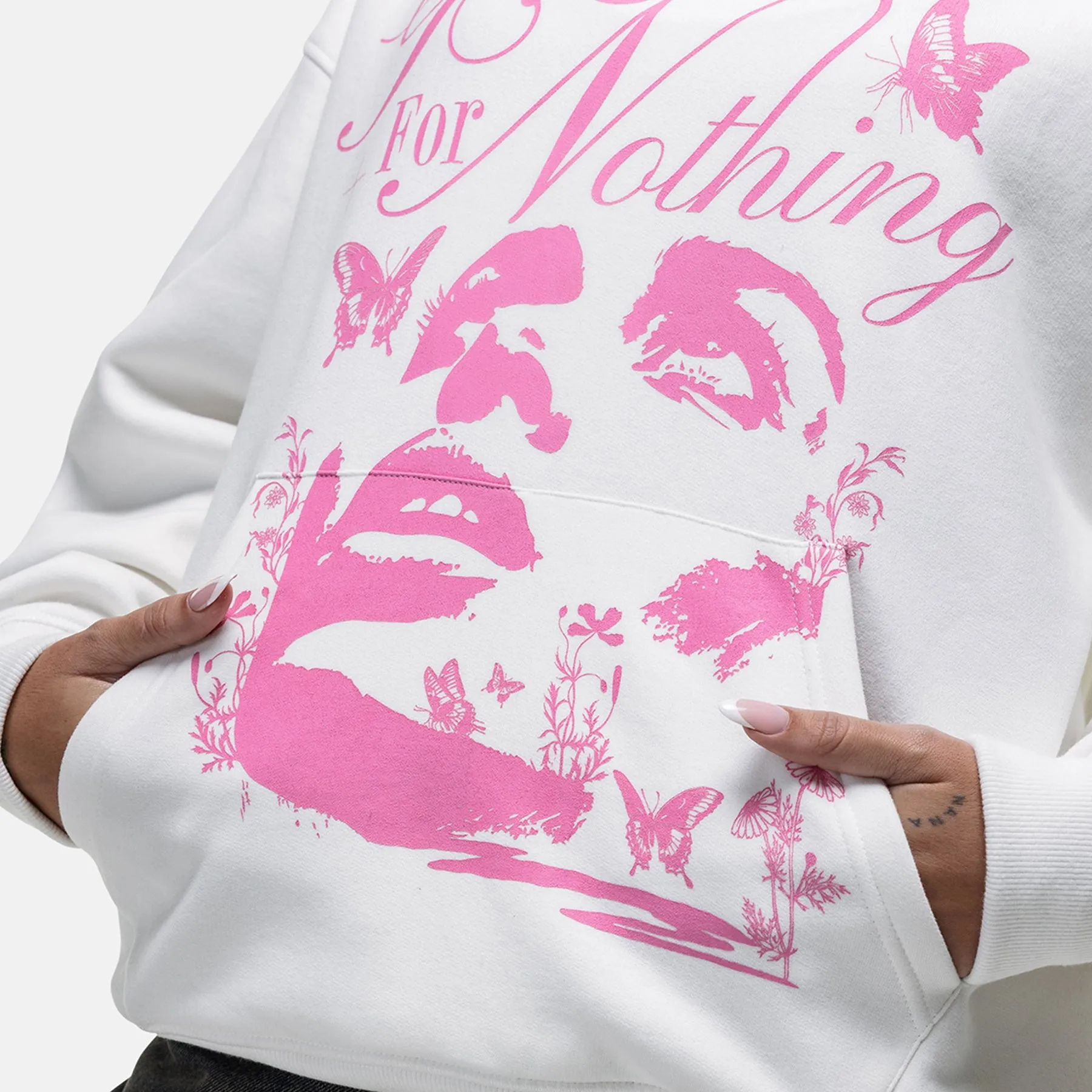 Travel Friendly product fluffy softness Washed Off White Blossom Hoodie