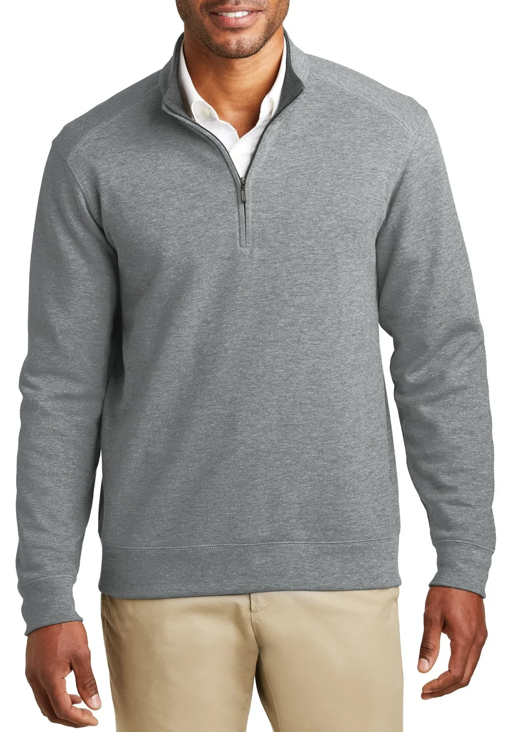 Classic Comfort JustBlanks Men's Long Sleeve Interlock Quarter-Zip Pullover