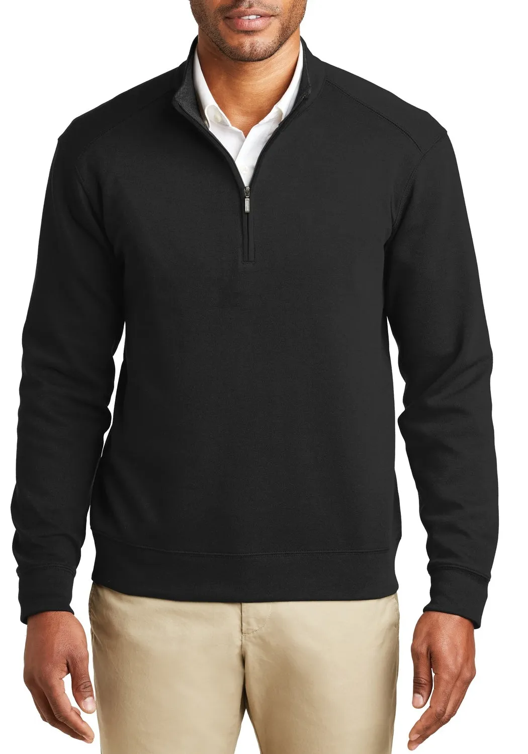 JustBlanks Men's Long Sleeve Interlock Quarter-Zip Pullover Soft Touch Compression Knit Support
