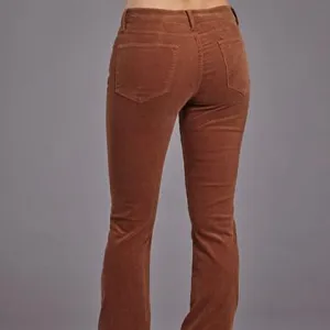 Stetson Women's No. 921 High Rise Corduroy Flare Jean in Brown Brushed Interior Zero Waste Pattern Design