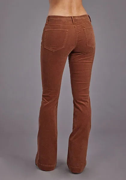 Stetson Women's No. 921 High Rise Corduroy Flare Jean in Brown Premium Professional Wear Unisex Wear