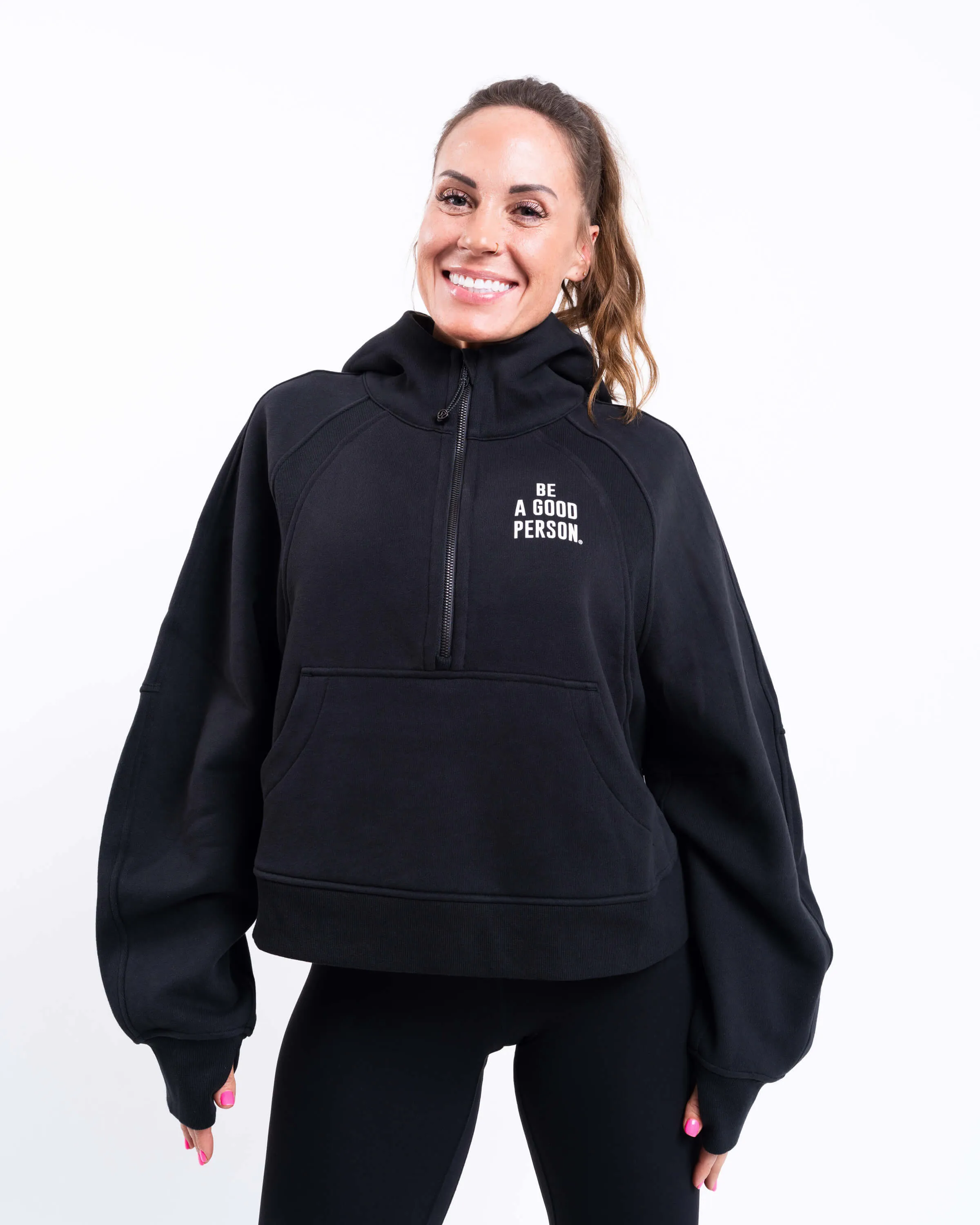 Durable Build Scuba Oversized Half-Zip Hoodie - Black - lululemon // BE A GOOD PERSON *Pre-Order*