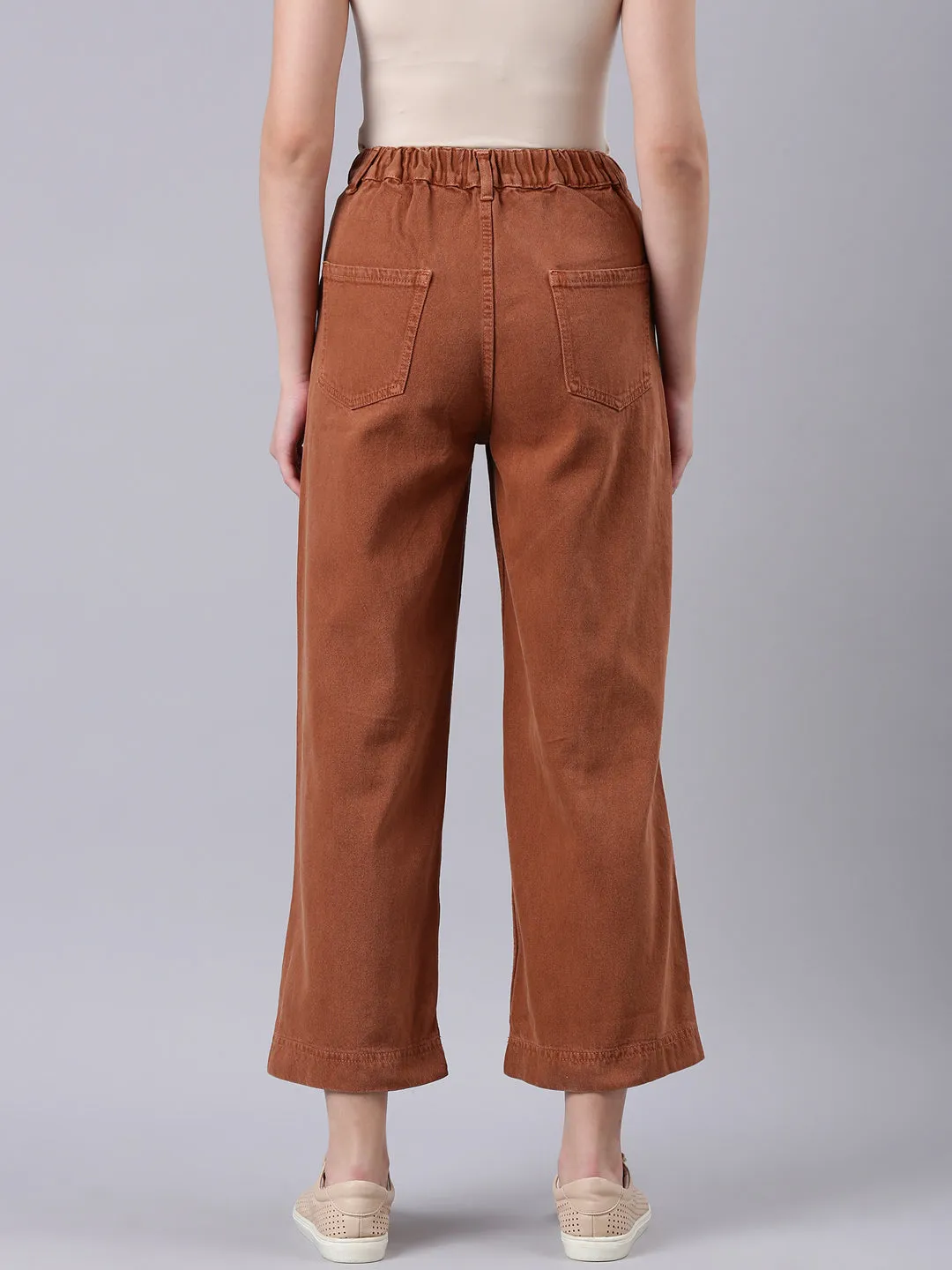 Women's Rust Wide Leg Acid Wash Denim Jeans Slim Modern