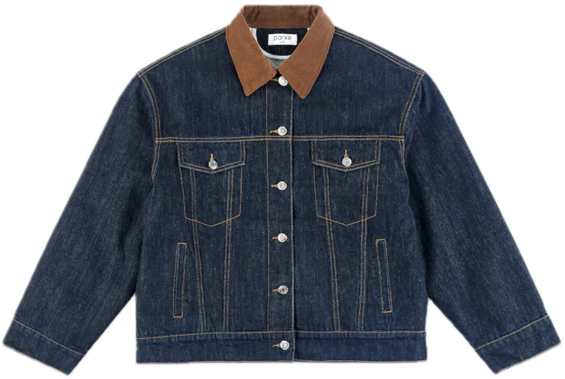 Sherpa Lined Denim Jacket Breathable Lining Slim Tailored