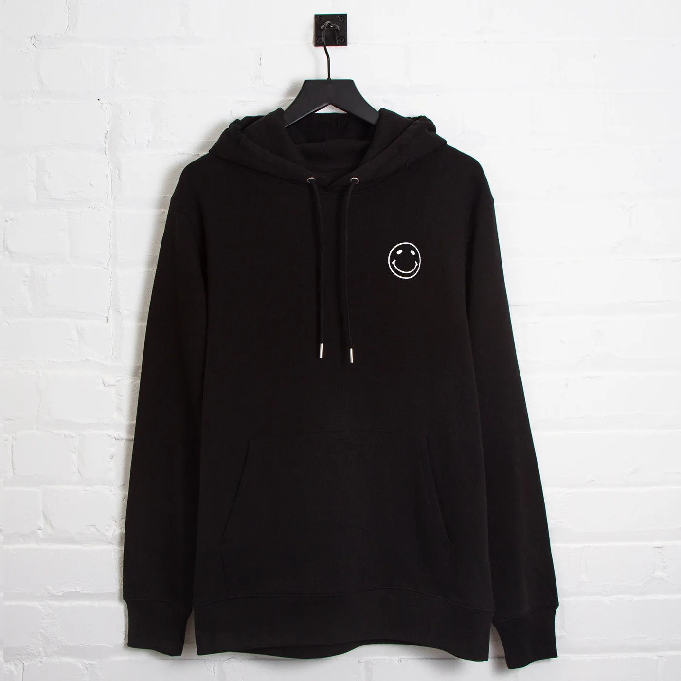 Side Smiley Back  - Pullover Hood - Black Bar Hopping Athletic Hoodie