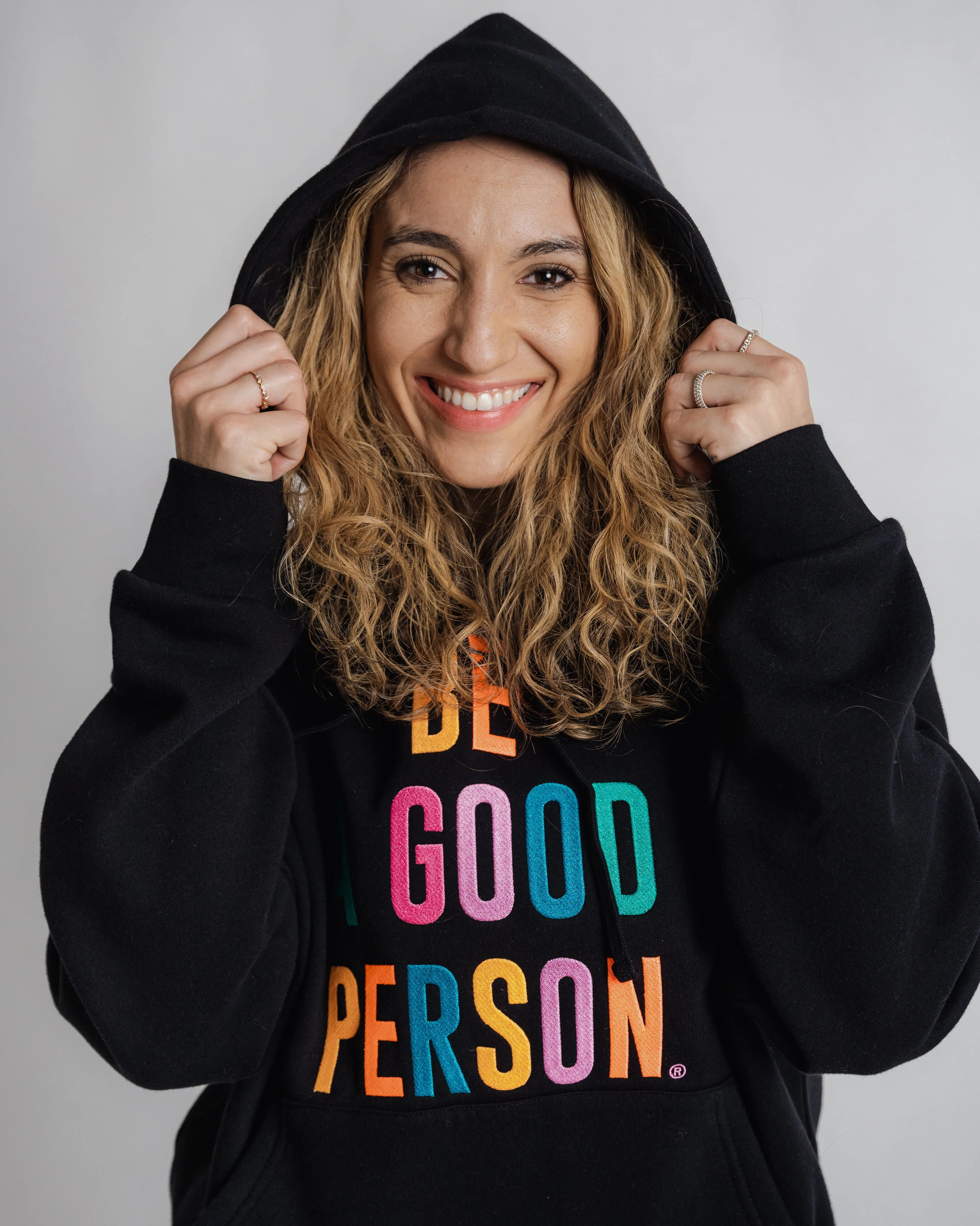 shiny accents Signature Embroidered Hoodie - Black Color Spectrum