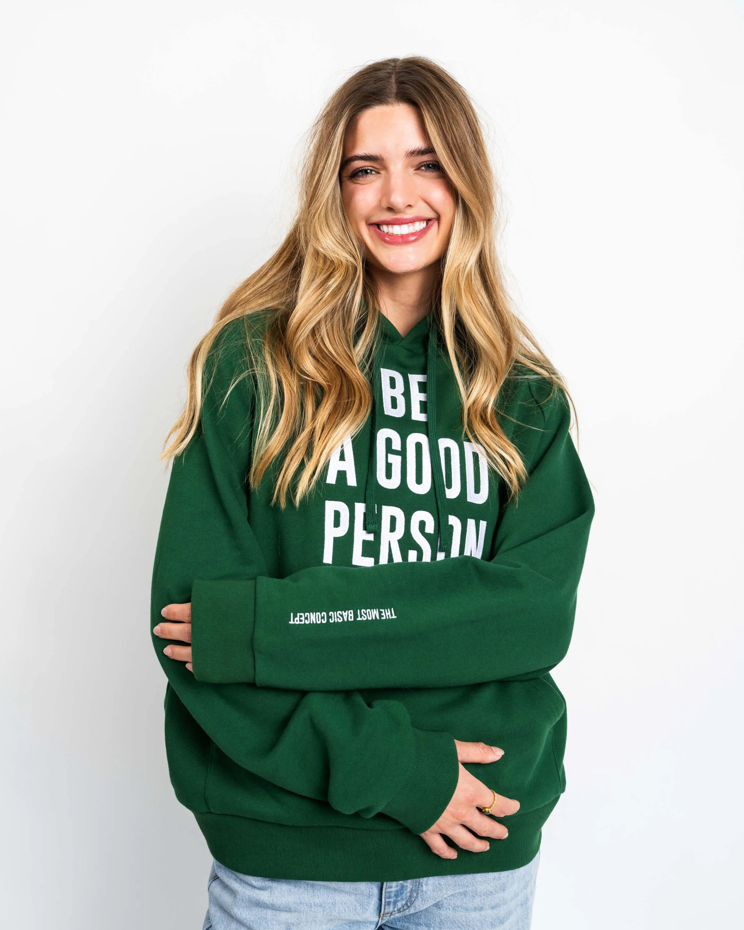 Signature Embroidered Hoodie - Forest Green Gym Essential Essential Relaxed