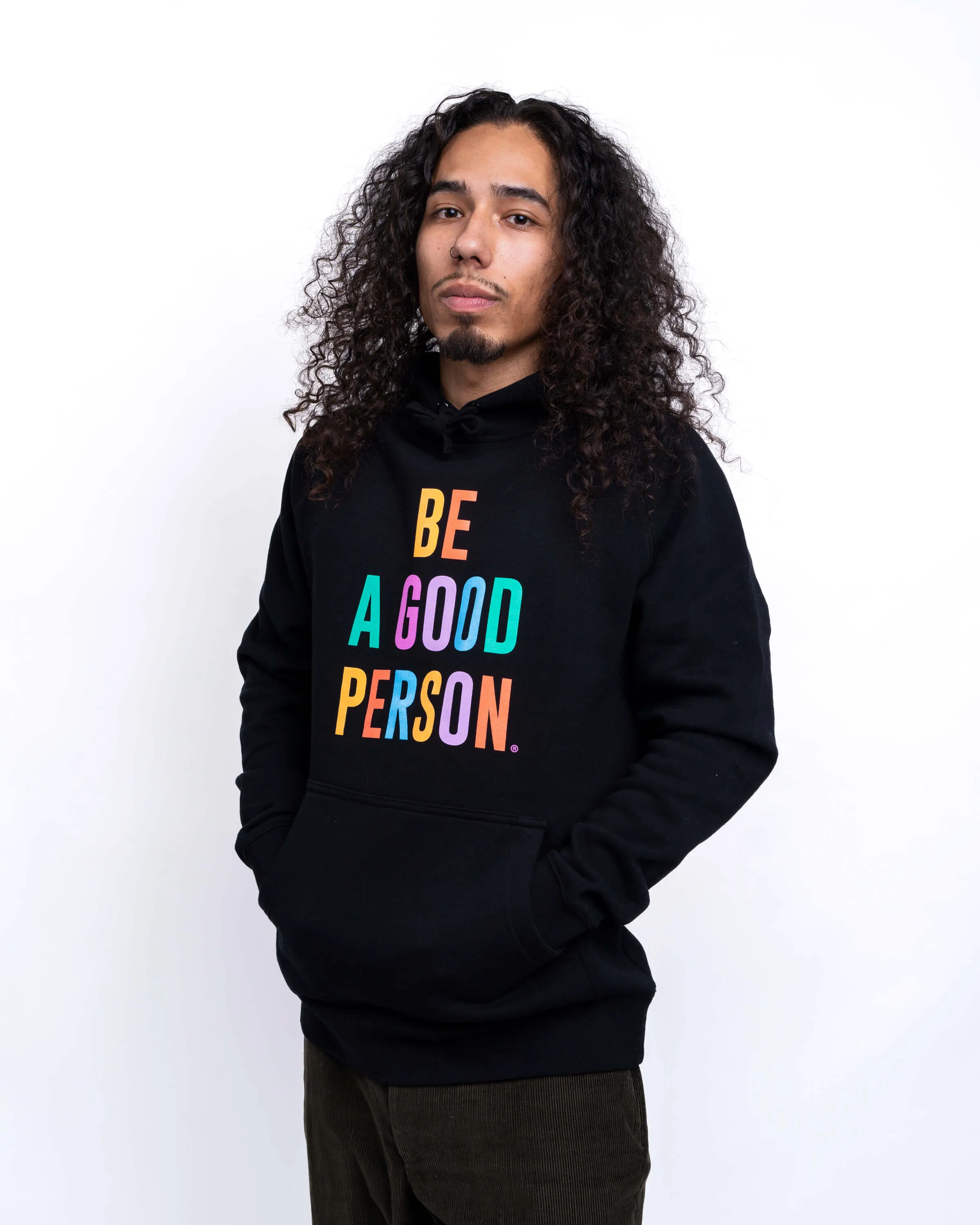 Zip Closure Brand Name Signature Lightweight Hoodie - Black Color Spectrum