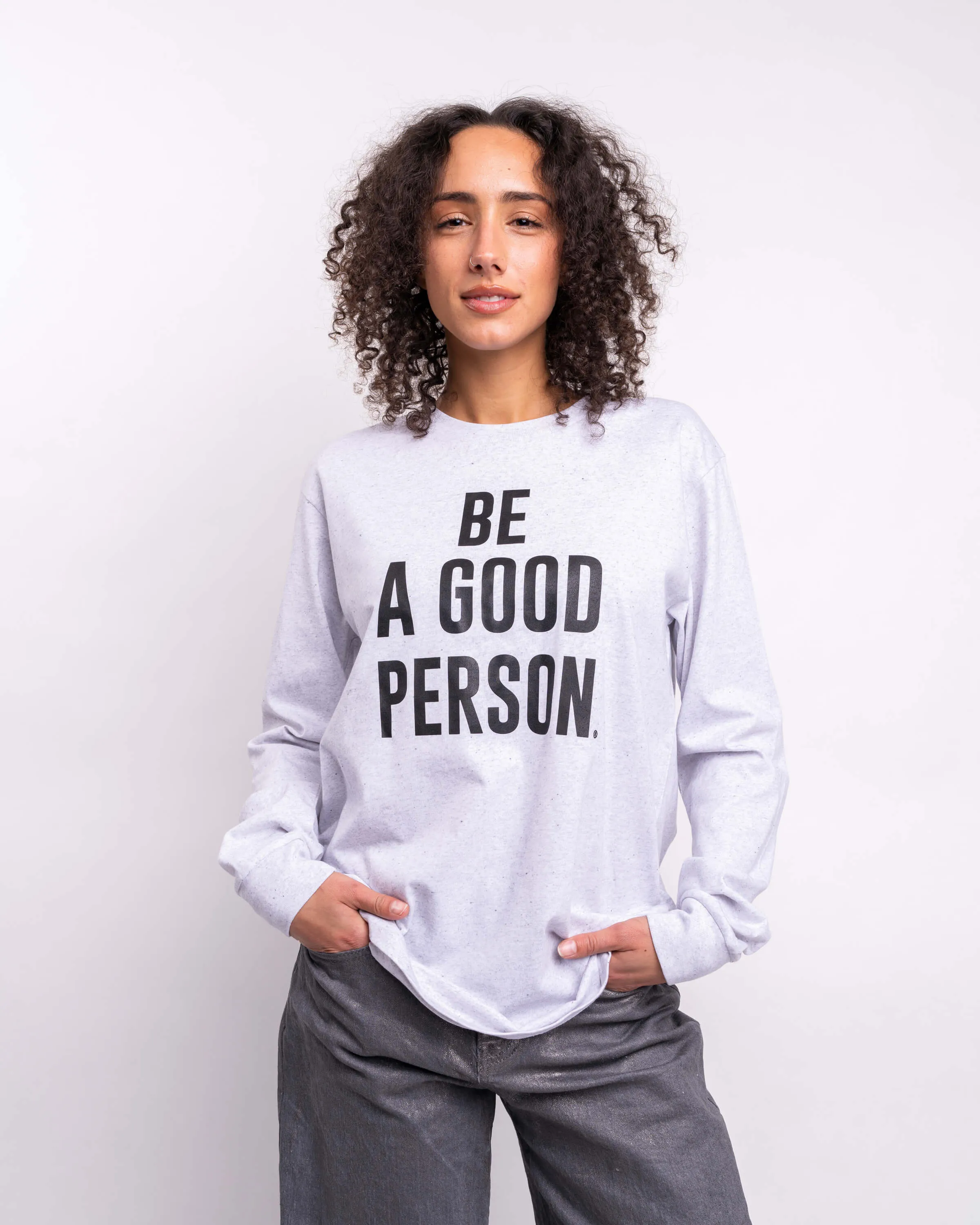 Signature Long Sleeve - Ash White Chill Mode Geometric Print